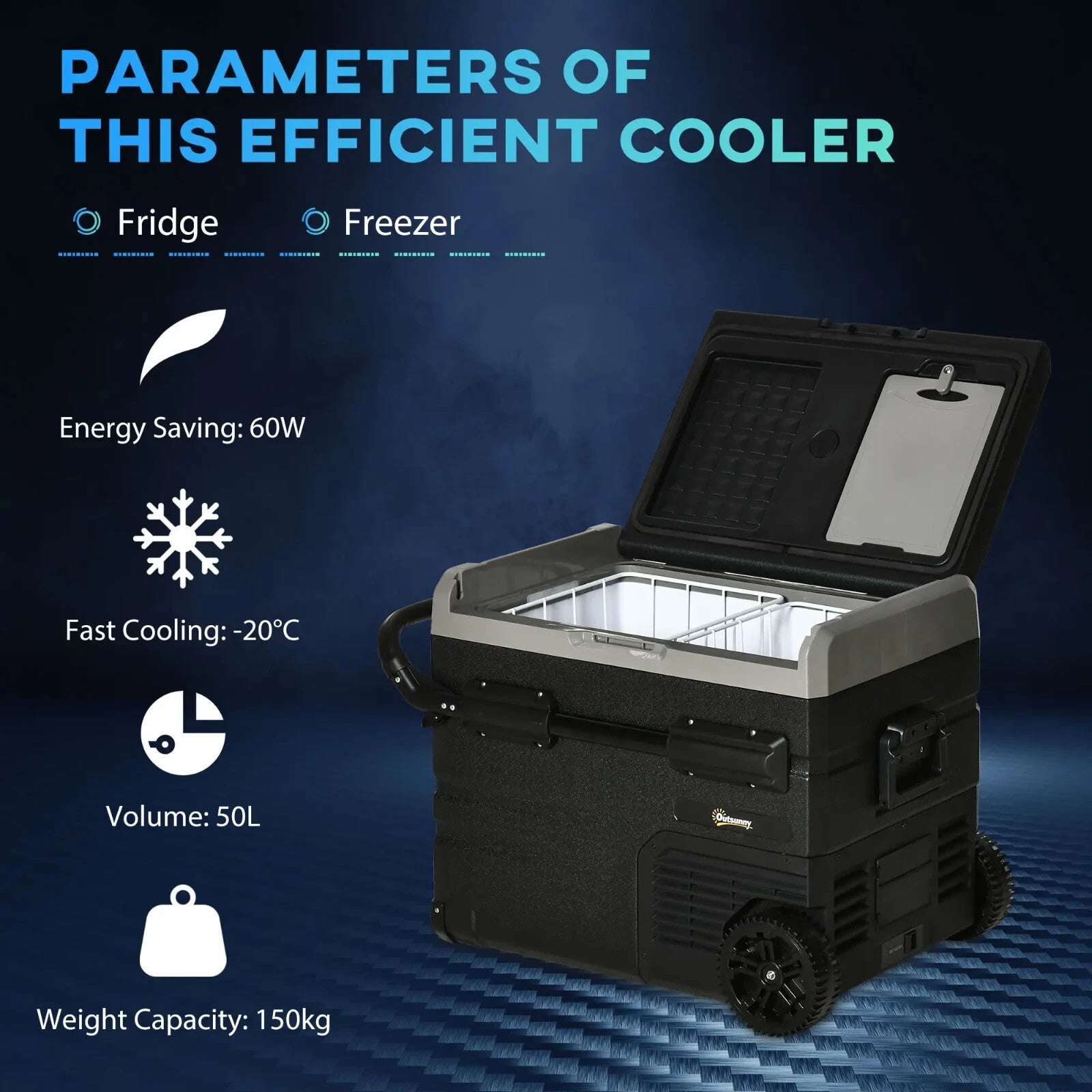 50L Portable Compressor Fridge Freezer Cooler Box with LED Light, Cup Holders - Home and Garden Furniture Shop - rustic - furniture