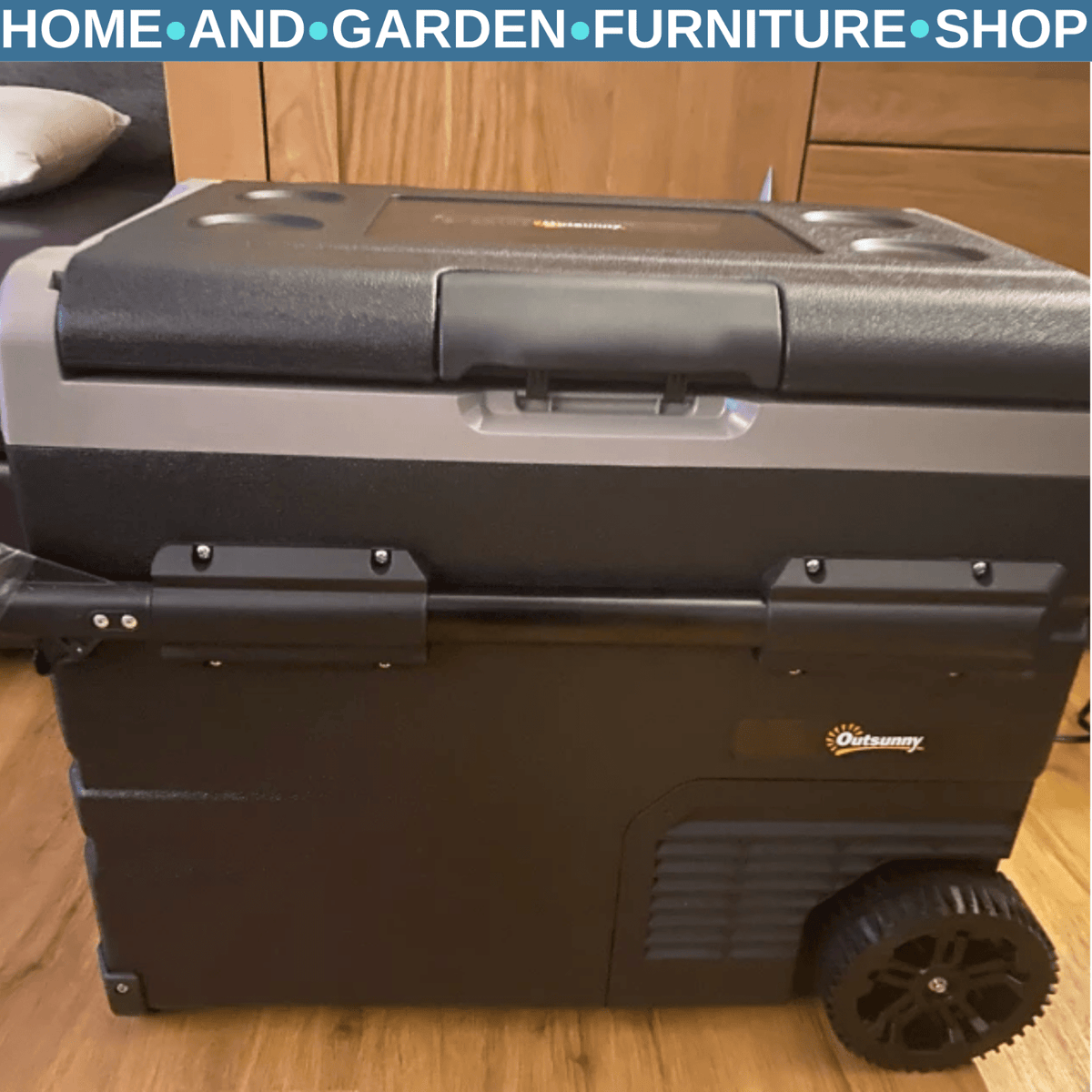 50L Portable Compressor Fridge Freezer Cooler Box with LED Light, Cup