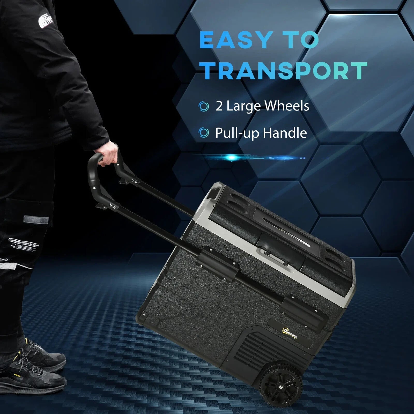 50L Portable Compressor Fridge Freezer Cooler Box with LED Light, Cup Holders - Home and Garden Furniture Shop - rustic - furniture