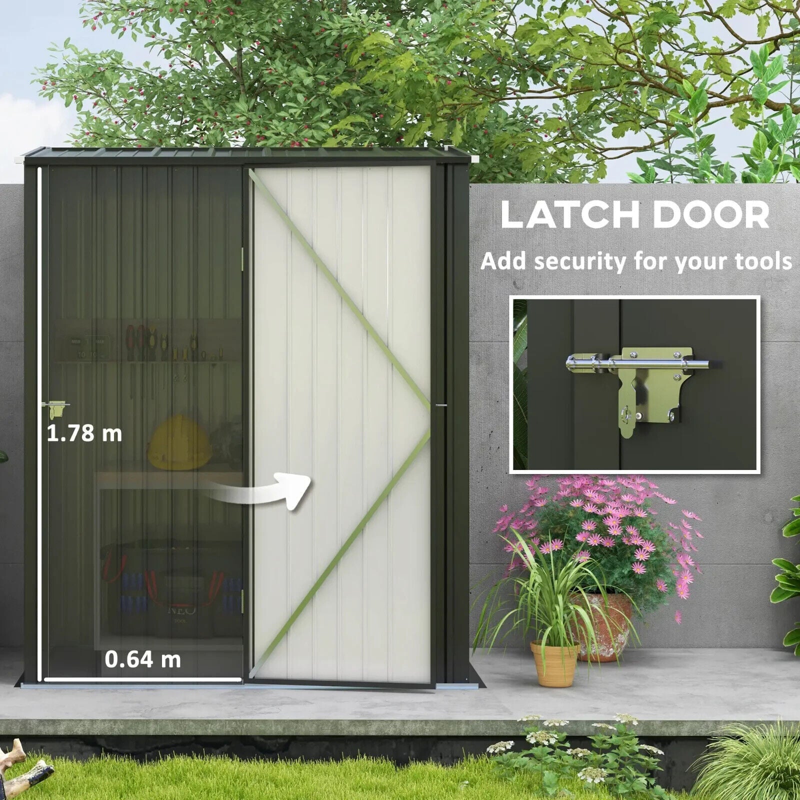 5.3 x 3.1ft Metal Storage Shed Outdoor Garden Tool Shed w/ Single Door for Patio - Home and Garden Furniture Shop - #rustic - furniture#