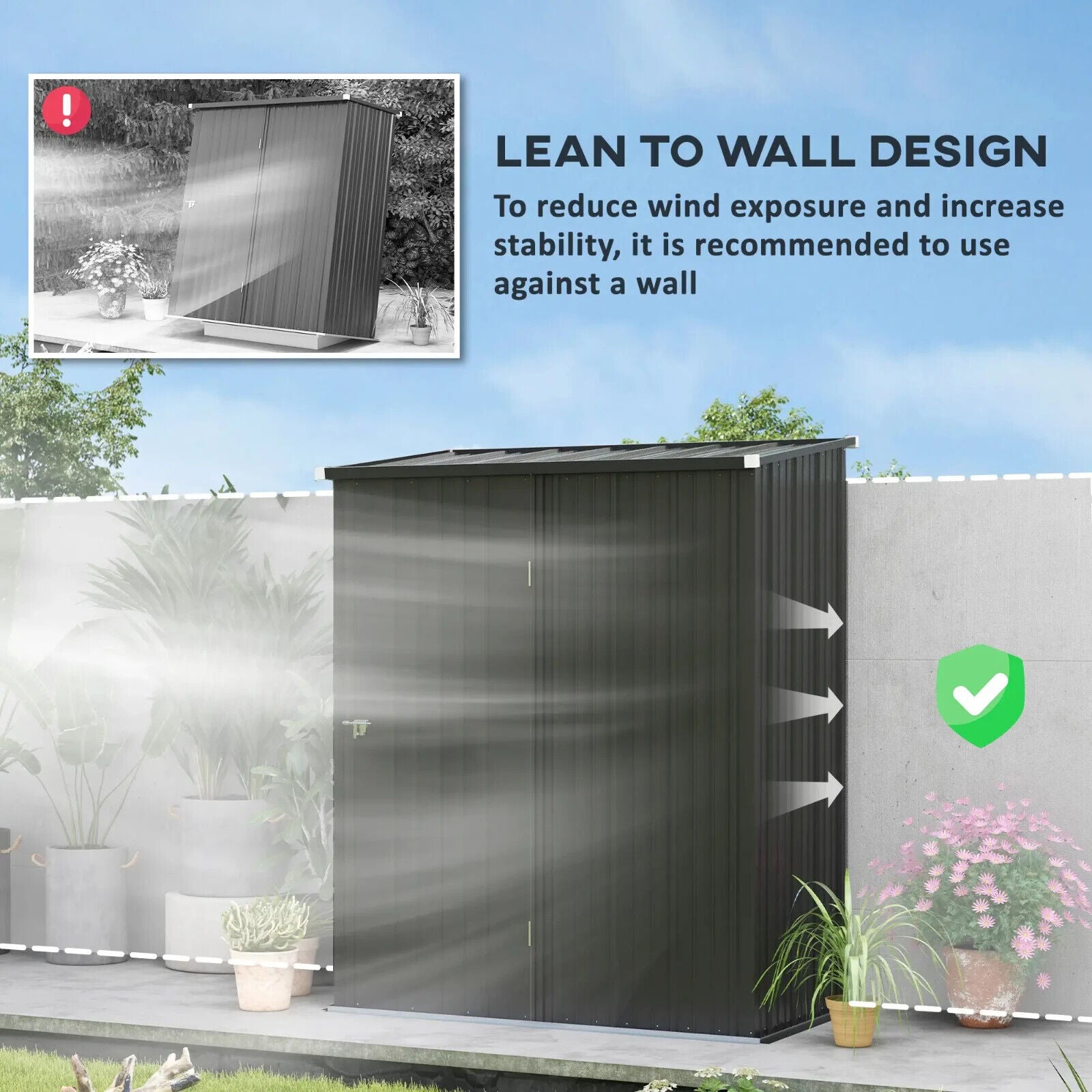 5.3 x 3.1ft Metal Storage Shed Outdoor Garden Tool Shed w/ Single Door for Patio - Home and Garden Furniture Shop - #rustic - furniture#