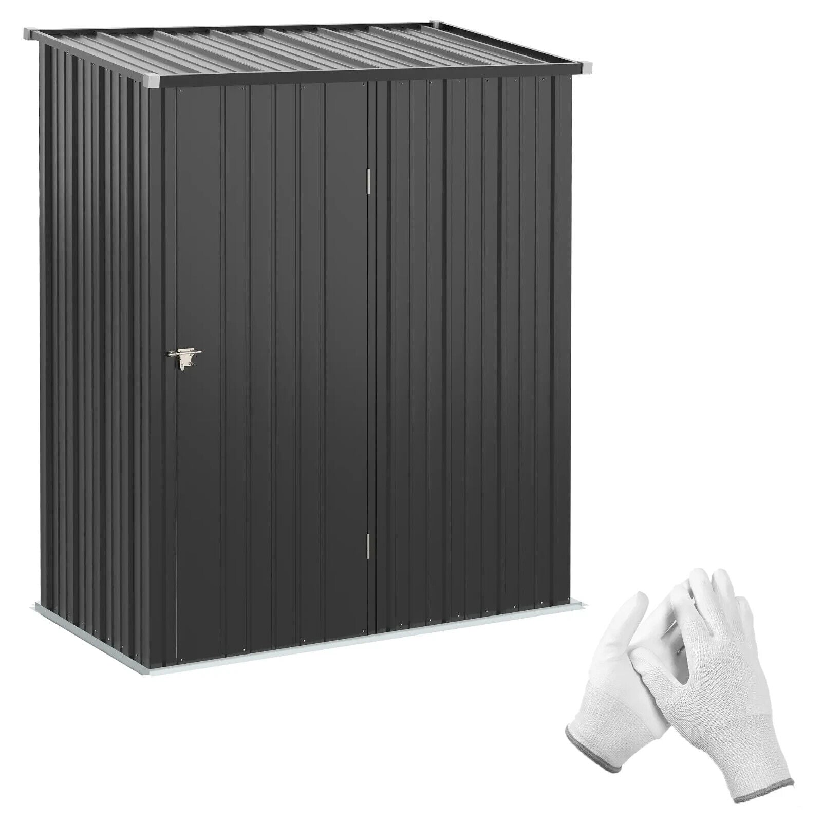 5.3 x 3.1ft Metal Storage Shed Outdoor Garden Tool Shed w/ Single Door for Patio - Home and Garden Furniture Shop - #rustic - furniture#