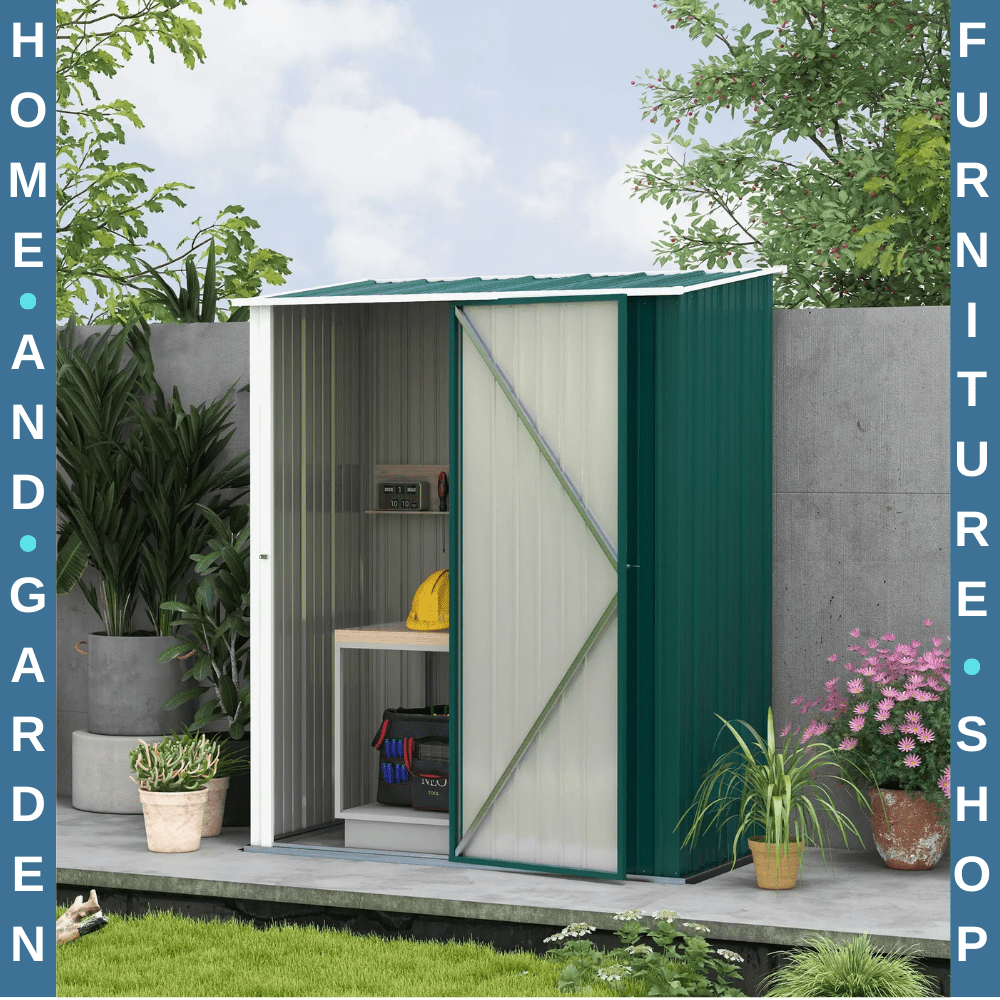 5.3ft x 3.1ft Outdoor Metal Storage Shed Garden Tool Shed with Single Door Patio - Home and Garden Furniture Shop - rustic - furniture
