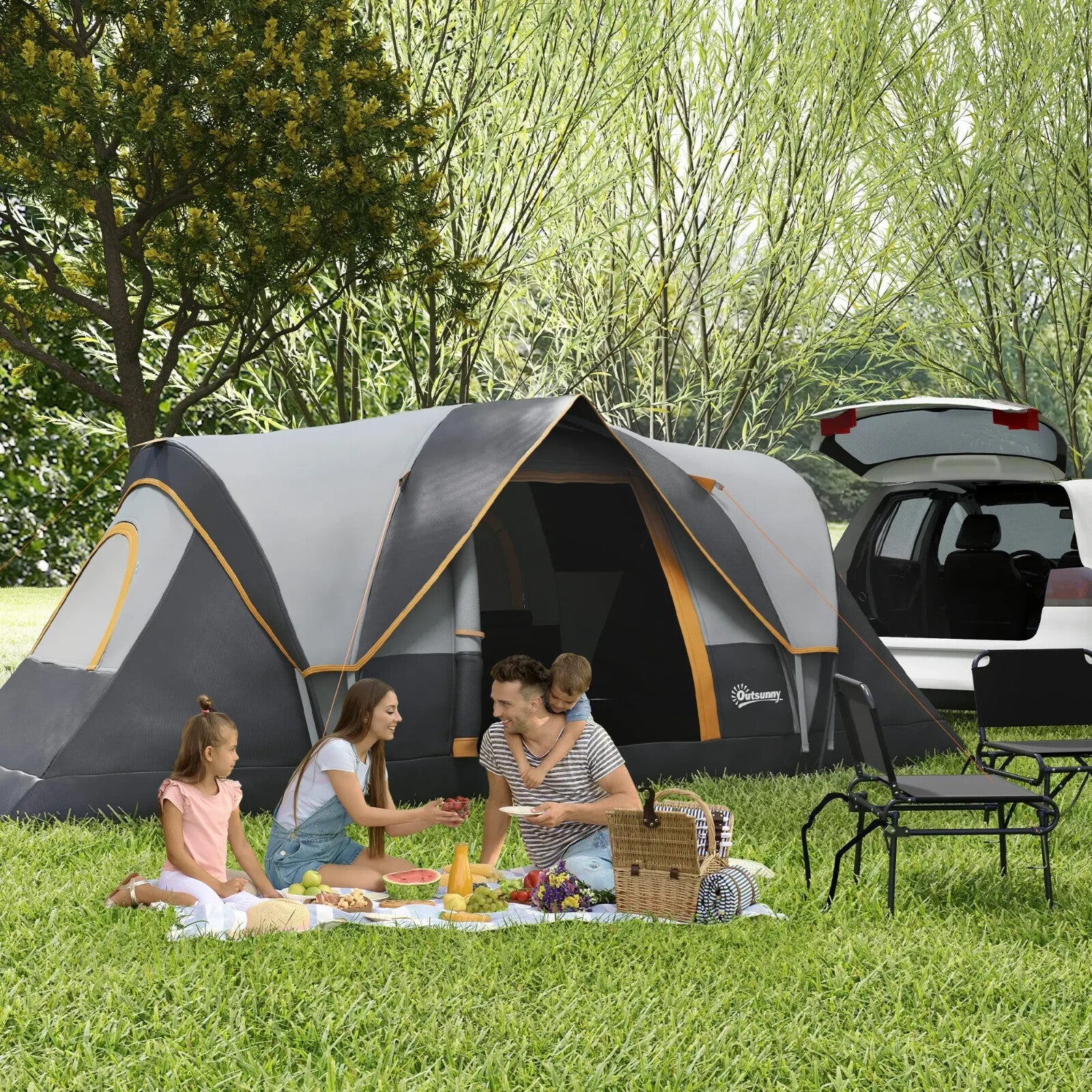 5–6 Man Dome Camping Tent Tunnel Shelter UV Protection 3000mm Waterproof Rating - Home and Garden Furniture Shop - rustic - furniture