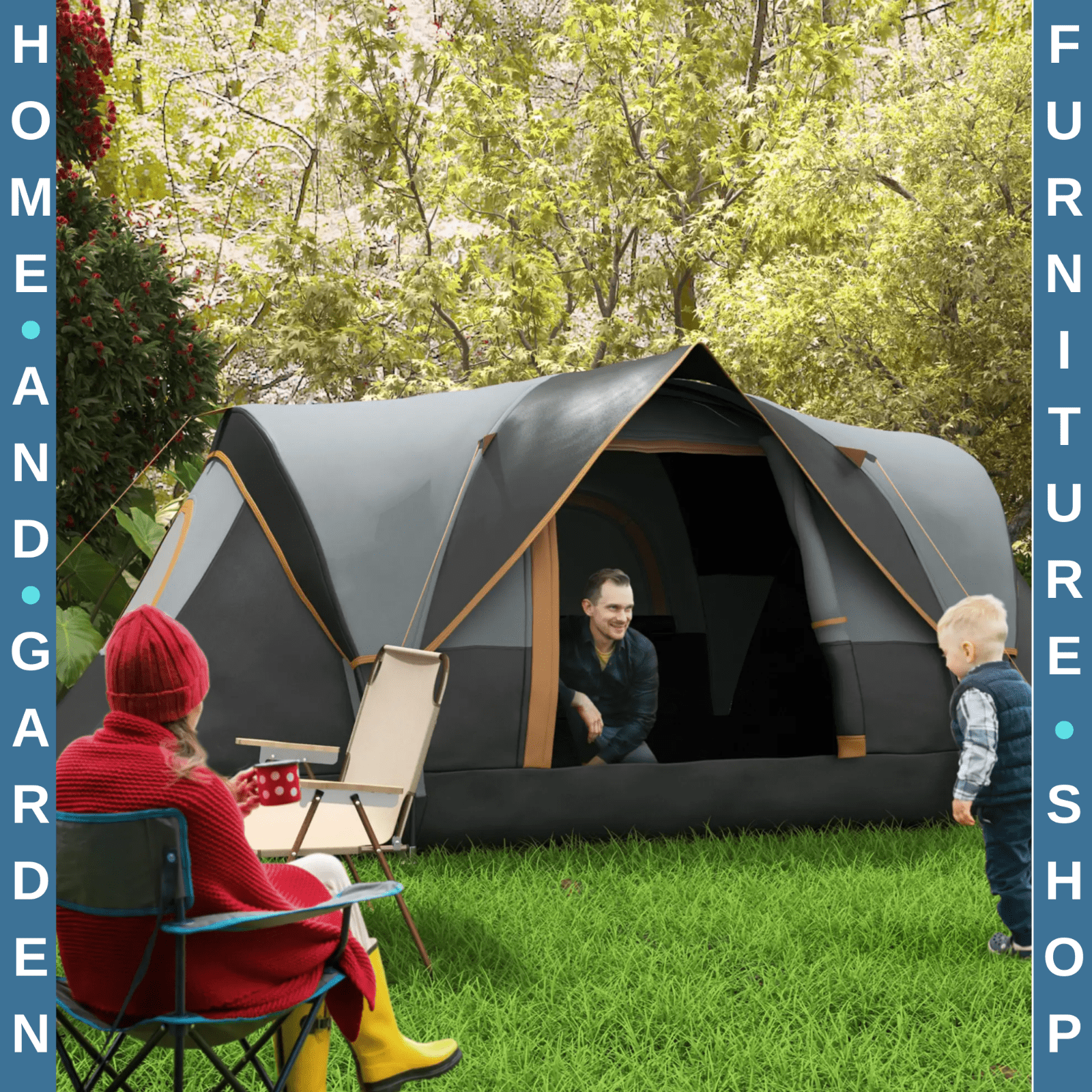 5–6 Man Dome Camping Tent Tunnel Shelter UV Protection 3000mm Waterproof Rating - Home and Garden Furniture Shop - rustic - furniture