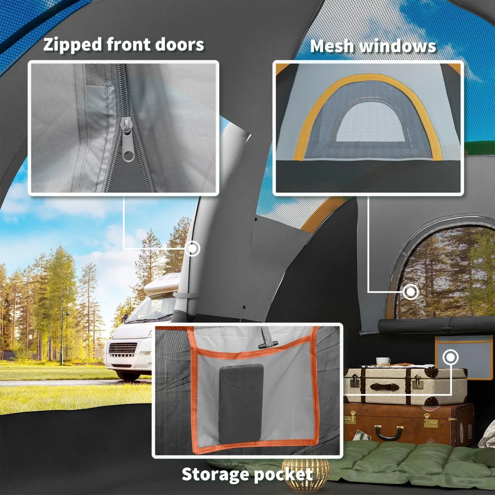 5–6 Man Dome Camping Tent Tunnel Shelter UV Protection 3000mm Waterproof Rating - Home and Garden Furniture Shop - rustic - furniture
