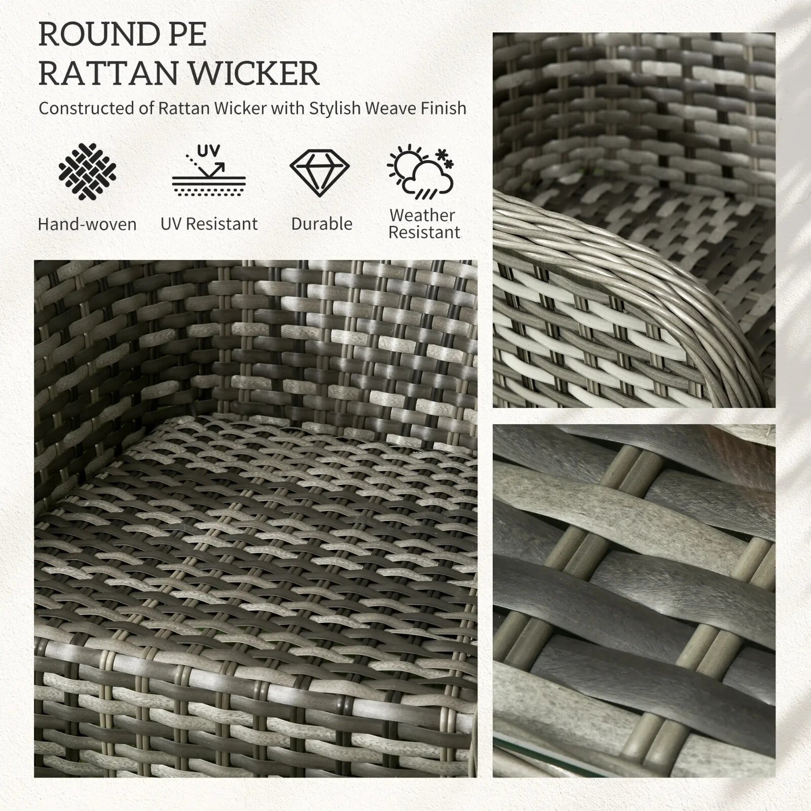 Four Pcs Rattan Sofa Set with Glass Top Table Garden Outdoor Patio Furniture Set