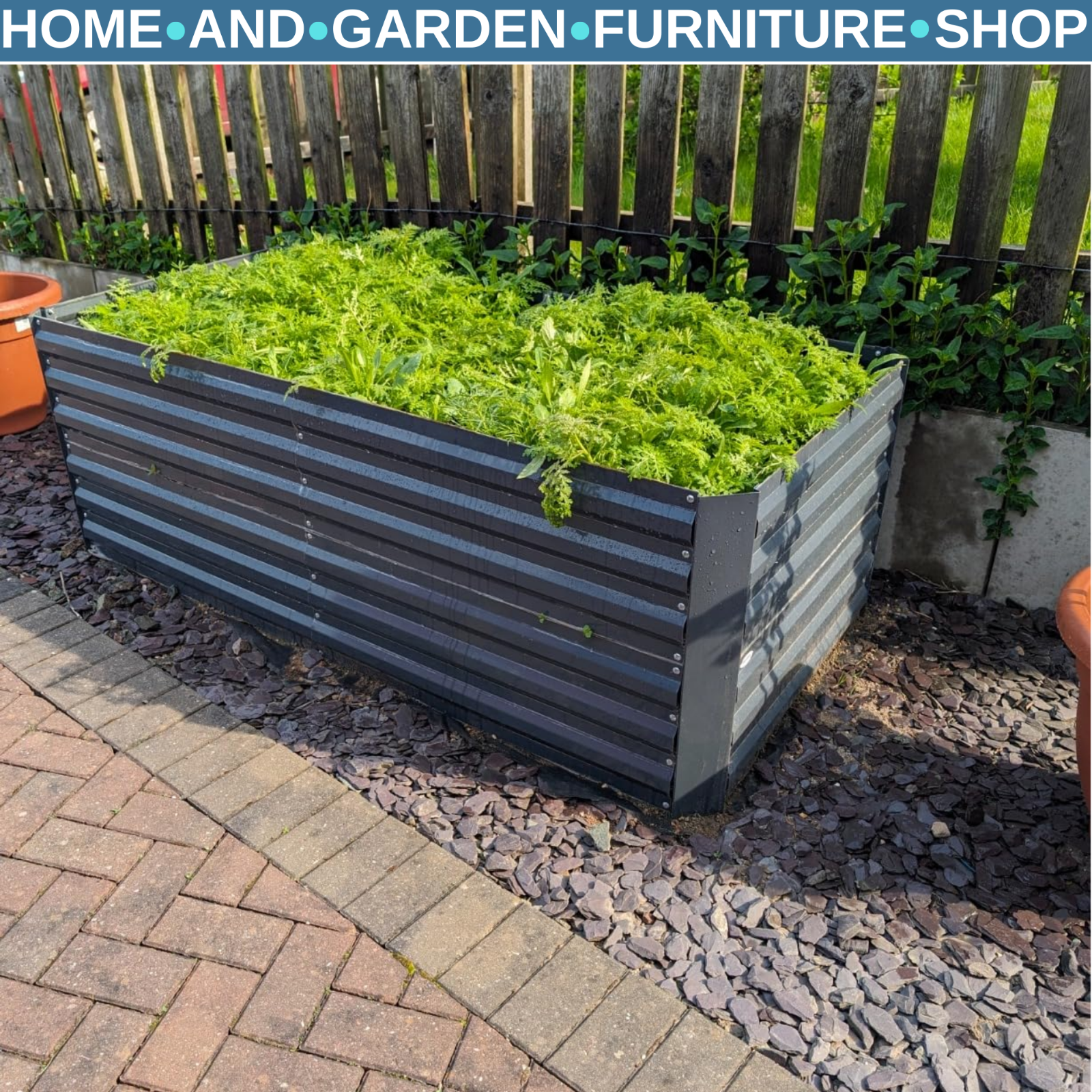 Galvanised Steel Raised Garden Beds Outdoor Planter Grey with Rods 180x90x59cm