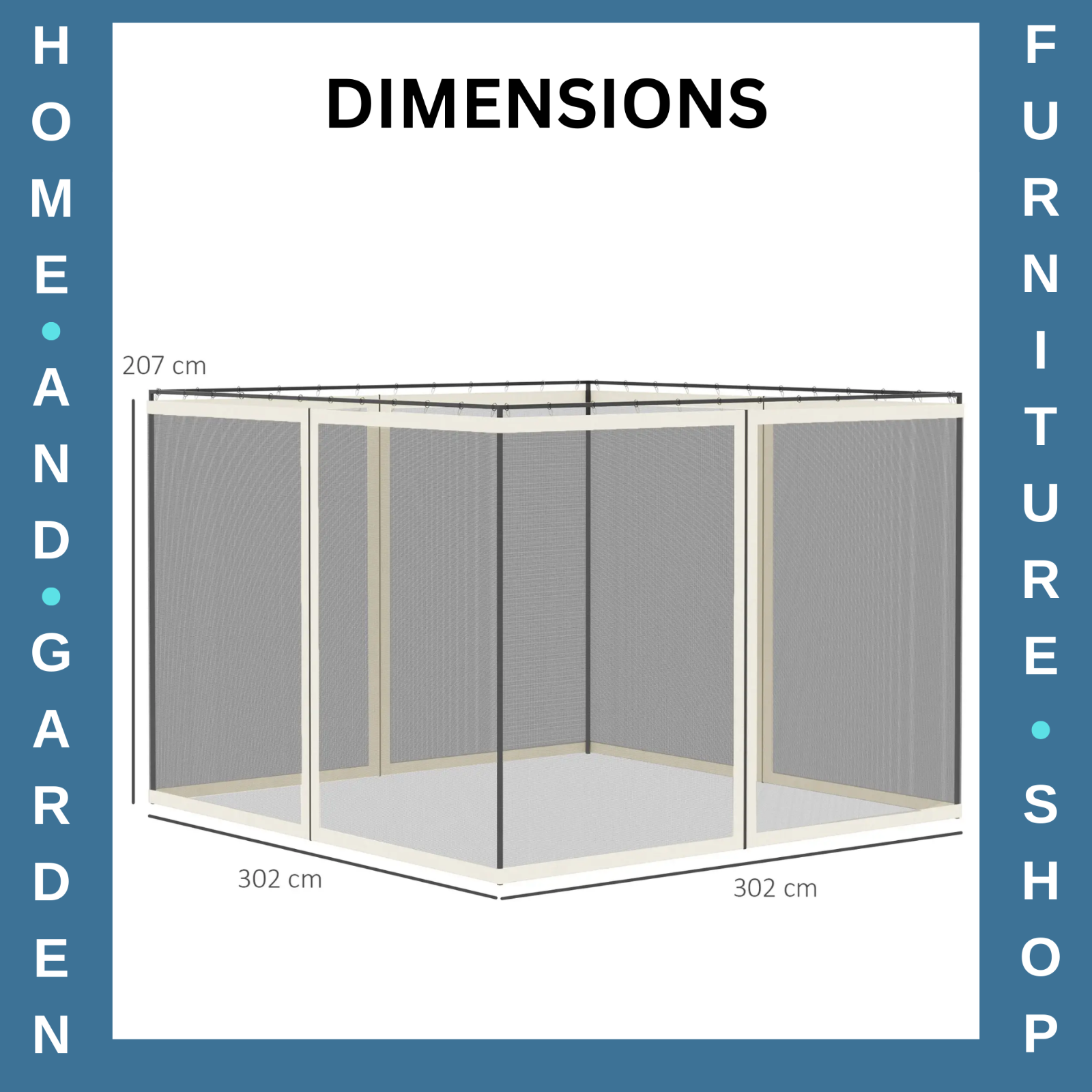 302 x 207cm Universal Replacement Gazebo Mesh Netting Screen Walls Replacements