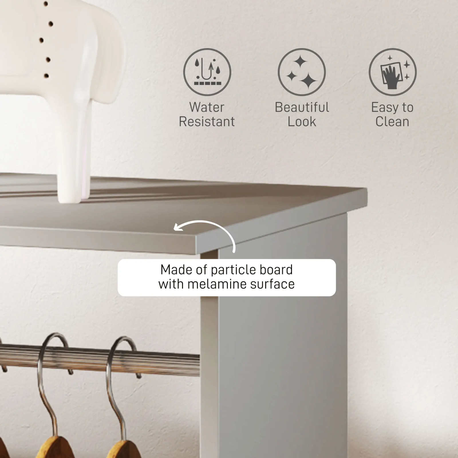 Mobile Open Wardrobe Clothes Hanging Rail Storage Shelves Metal Rail on 6 Wheels