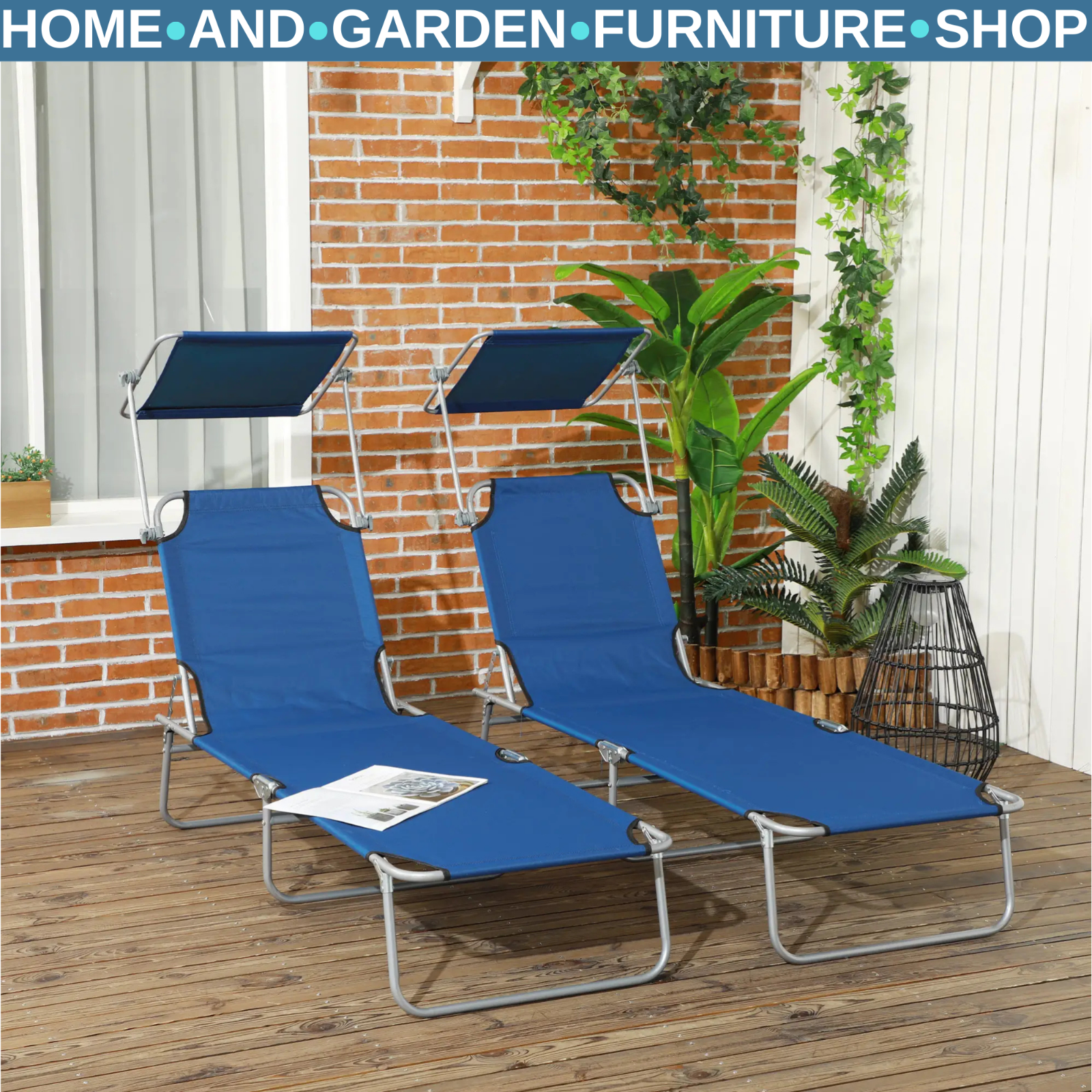 Foldable Sun Lounger Set of 2 with 4 Level Reclining Backrest for Outdoor Use