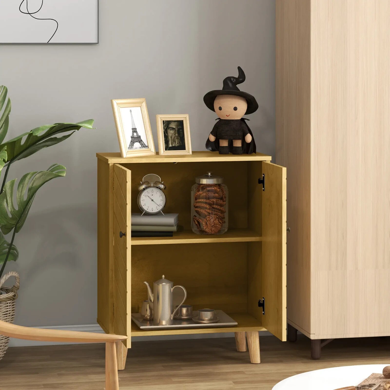 Small Wooden Sideboard Cabinet Scandinavian Modern Cupboard Nordic Furniture NEW