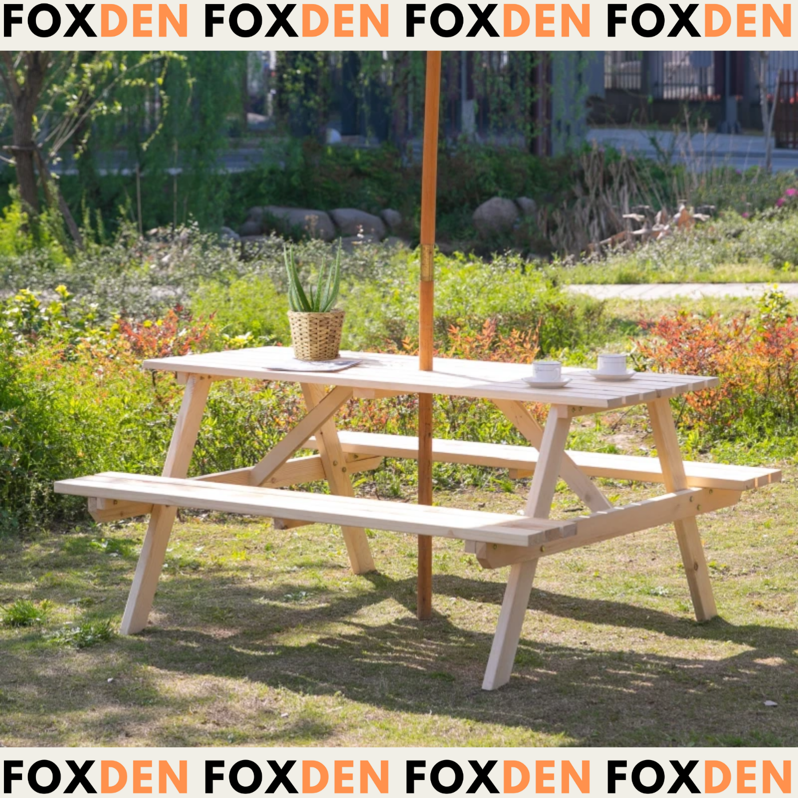 Classic Wooden Pub Picnic Table Bench Outdoor Beer Garden Patio 4 Seater Chair