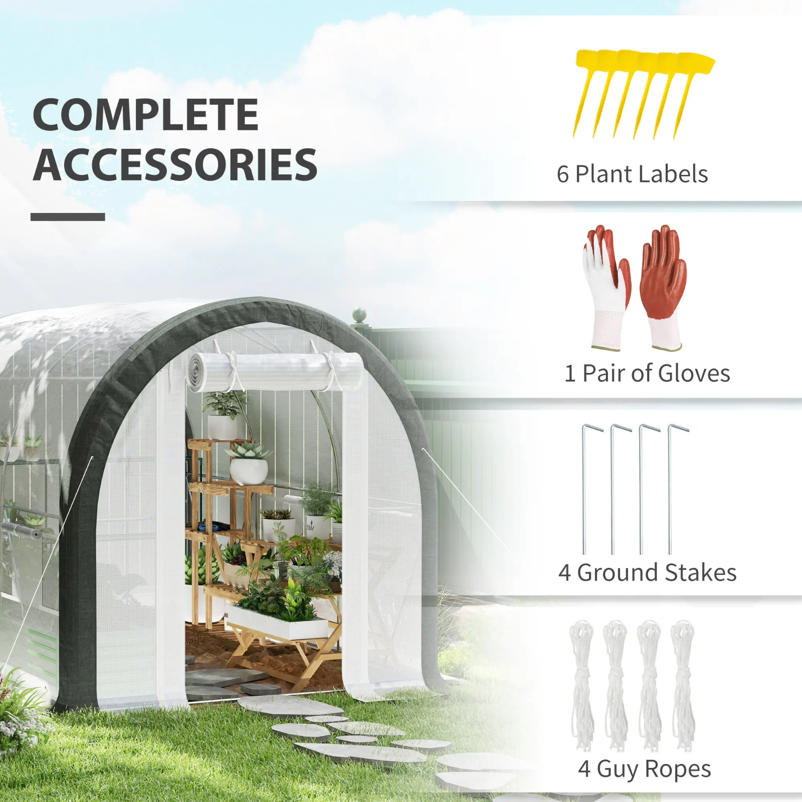 Walk in Tunnel Greenhouse Tent Steel Frame Garden Grow House Mesh Door & Windows