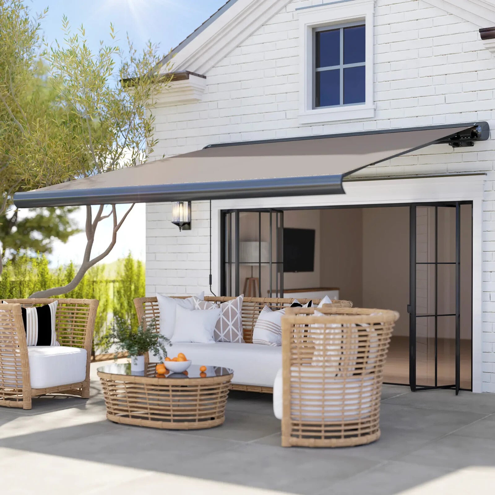 3 x 2.5m Electric Retractable Awning with Remote Aluminium Frame UV50 Sun Canopy