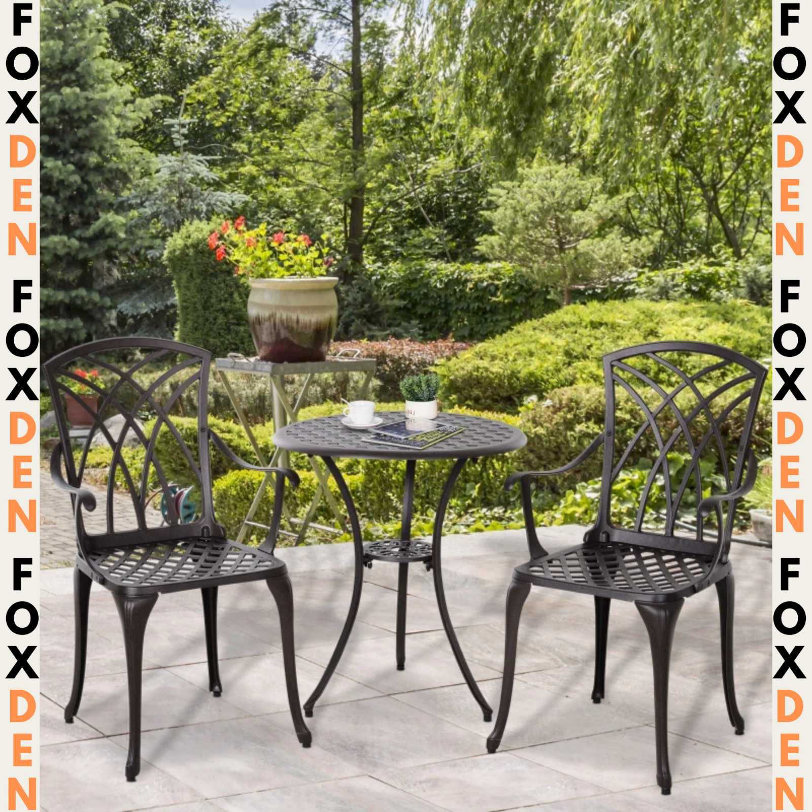 Vintage Garden Bistro Set Cast Aluminium Furniture Outdoor Patio 2 Chairs Table