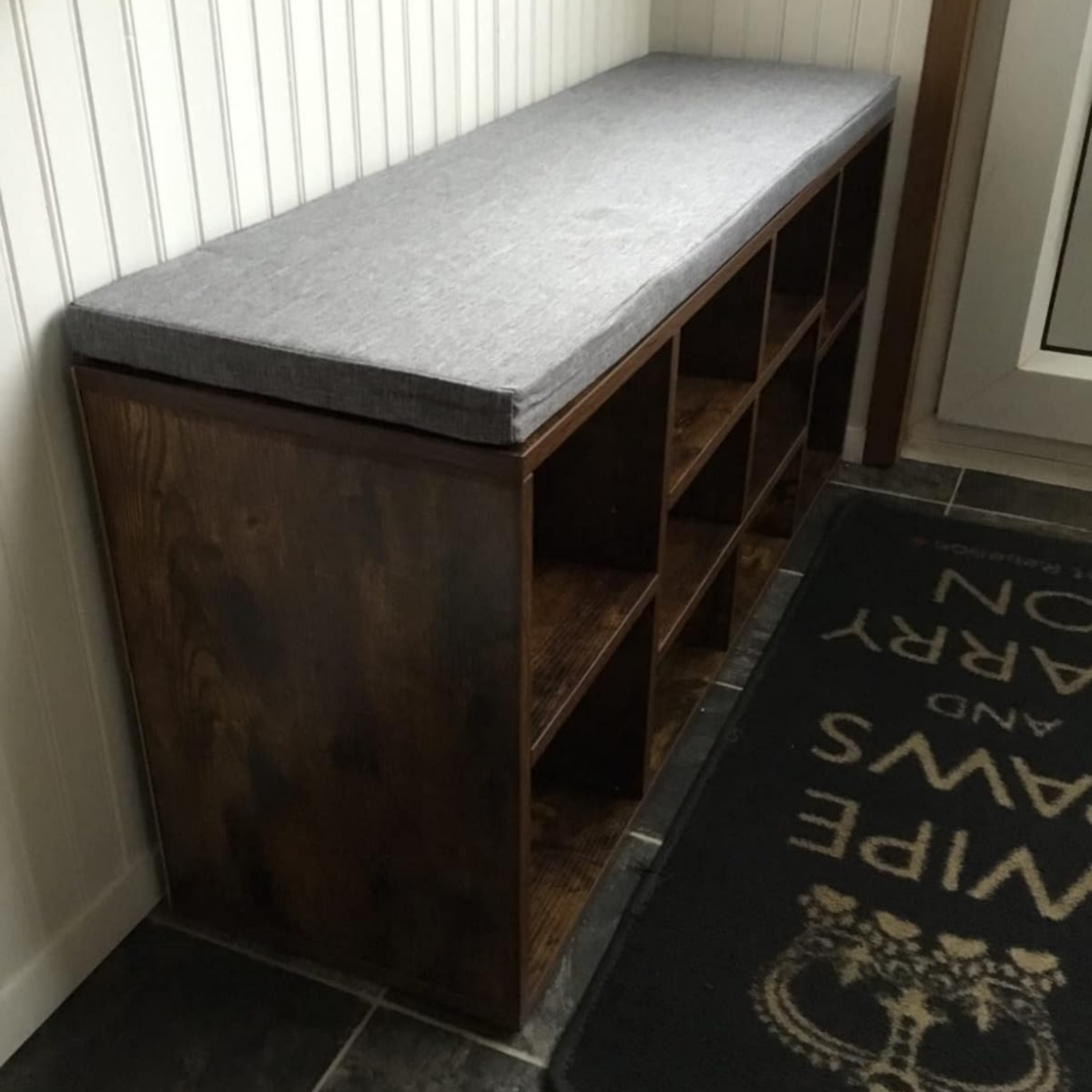 Rustic Brown Shoe Bench Seat Cushion Shoe Rack Storage Cabinet Shelf Organiser