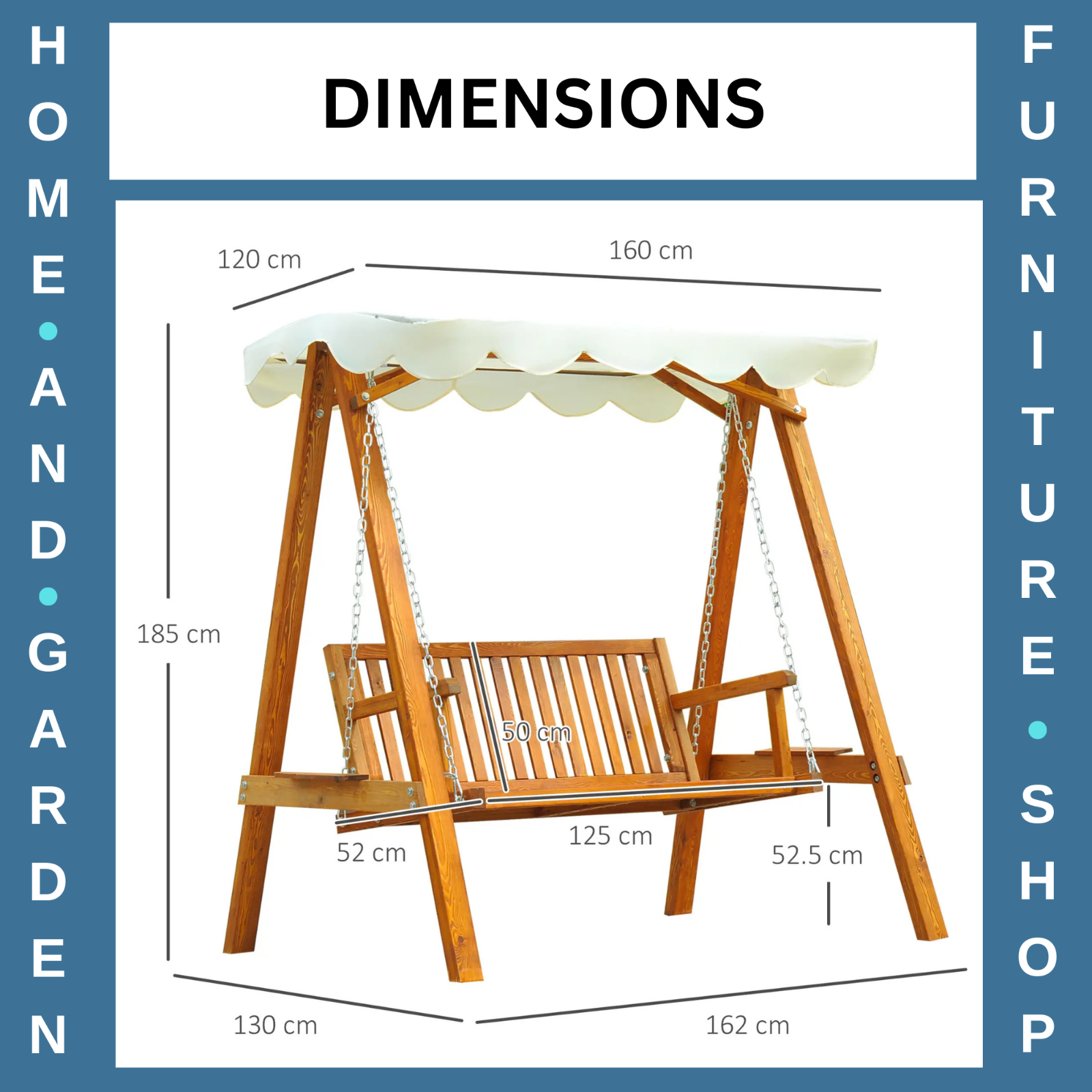 2 Seater Wooden Garden Swing Bench Lounger Outdoor Patio Chair Furniture Brown