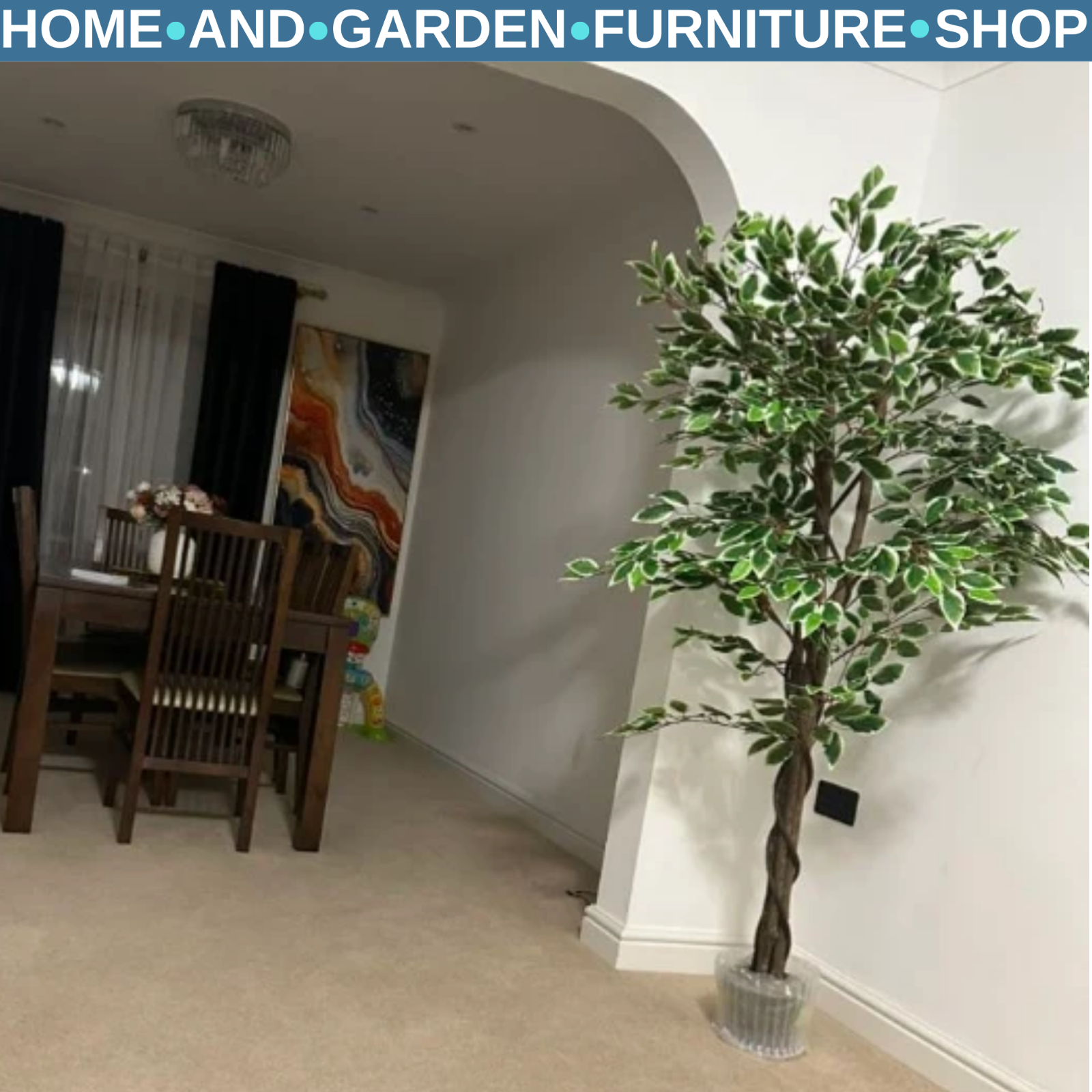 160cm Artificial Ficus Tree in Pot for Indoor Home Lifelike Greenery Decor Green