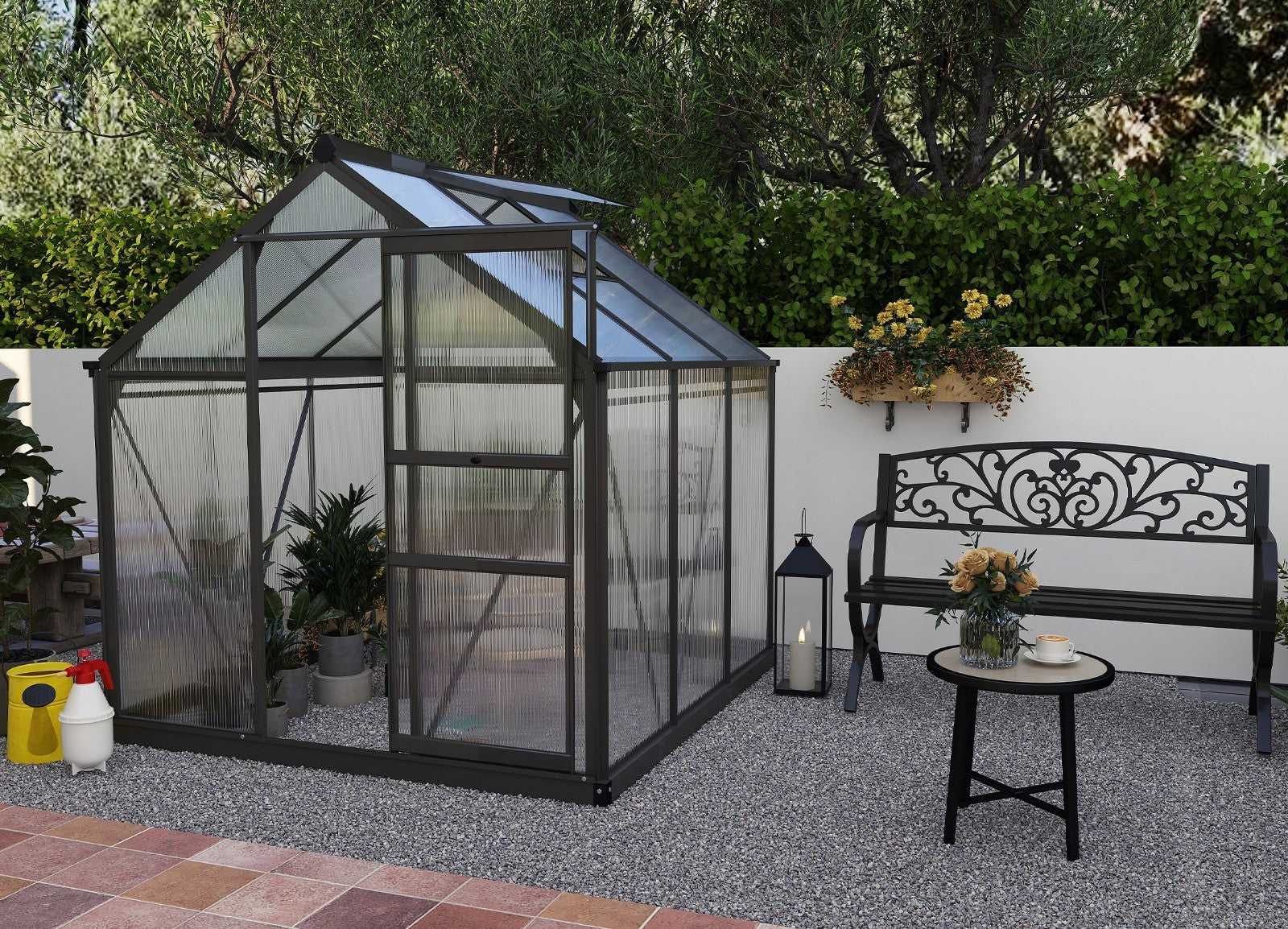 2 Seater Black Metal Garden Bench Seat Outdoor Seating Chair Patio Furniture New