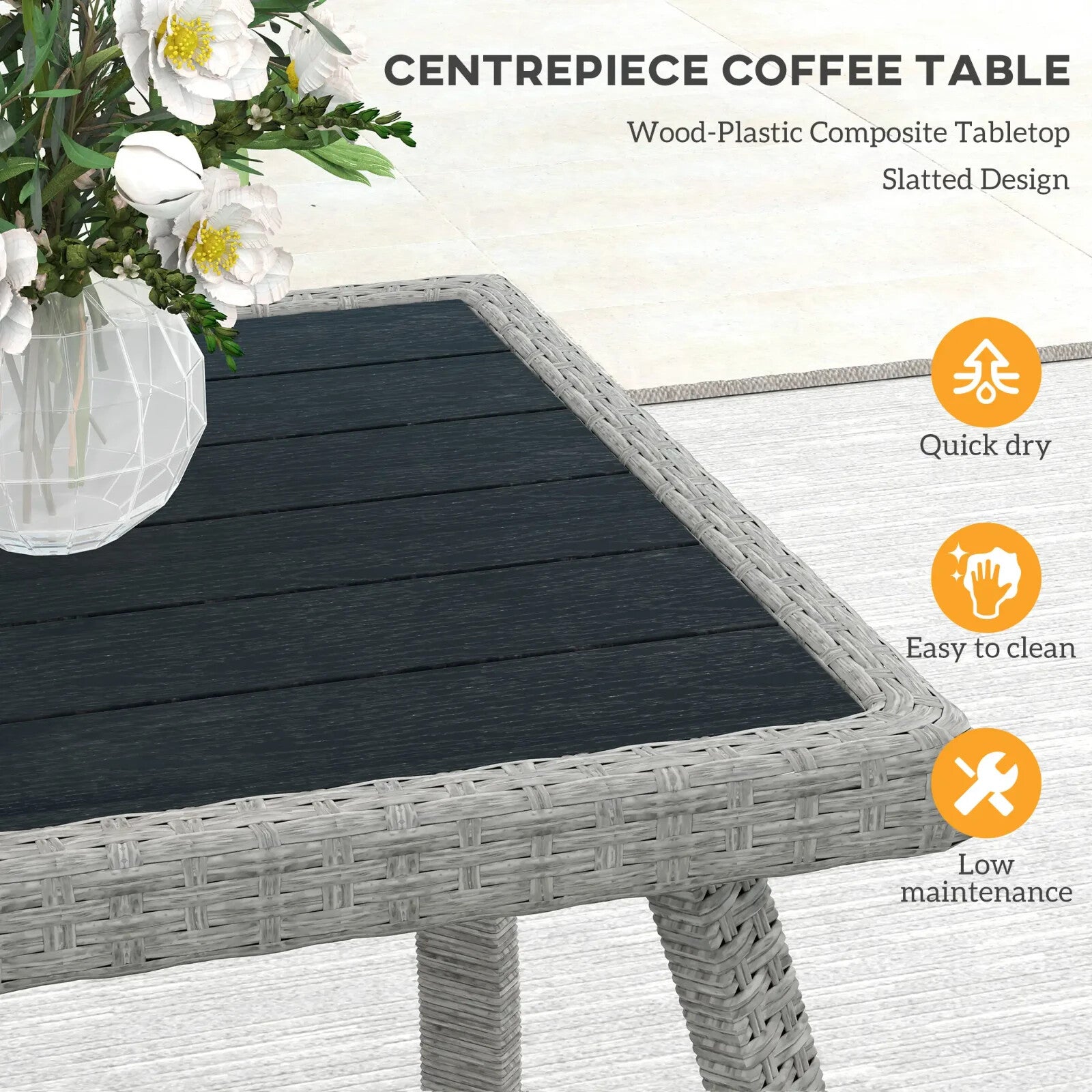 4 Piece Rattan Garden Furniture Set w/ Adjustable Back Loveseat & Outdoor Chairs