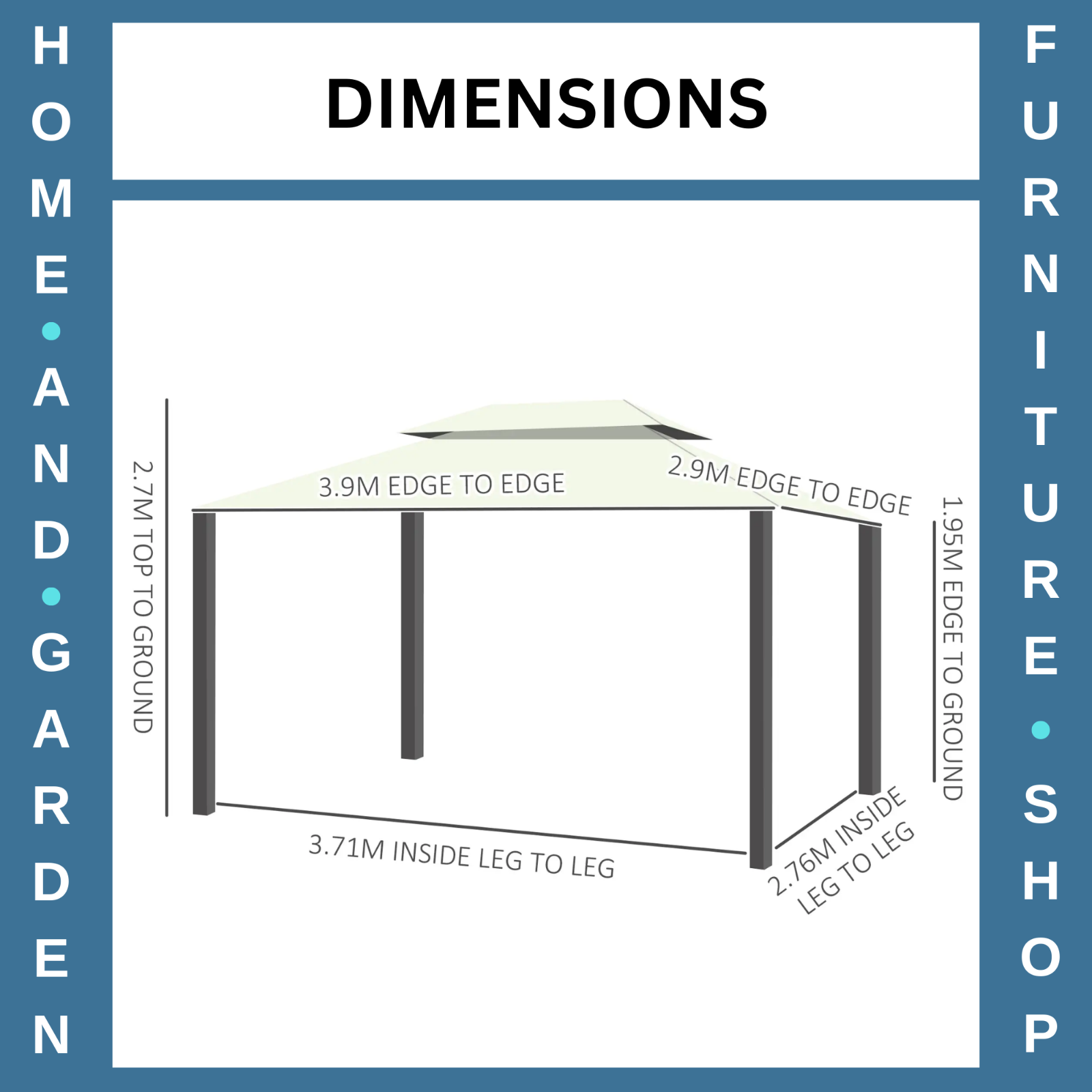 Large Gazebo with Sides Curtains Aluminium Patio Marquee Party Tent 3m x 3.6m