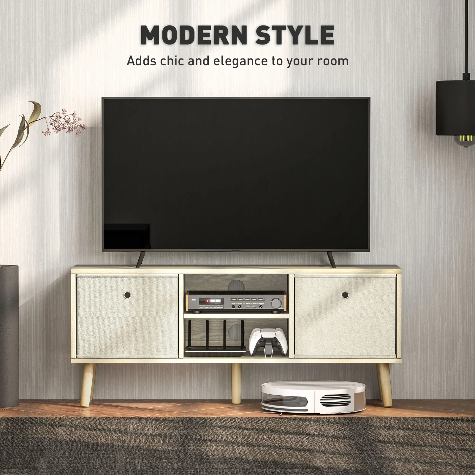 Modern Wooden TV Cabinet Stand Media Unit Retro TV Cube Storage Drawers Shelves