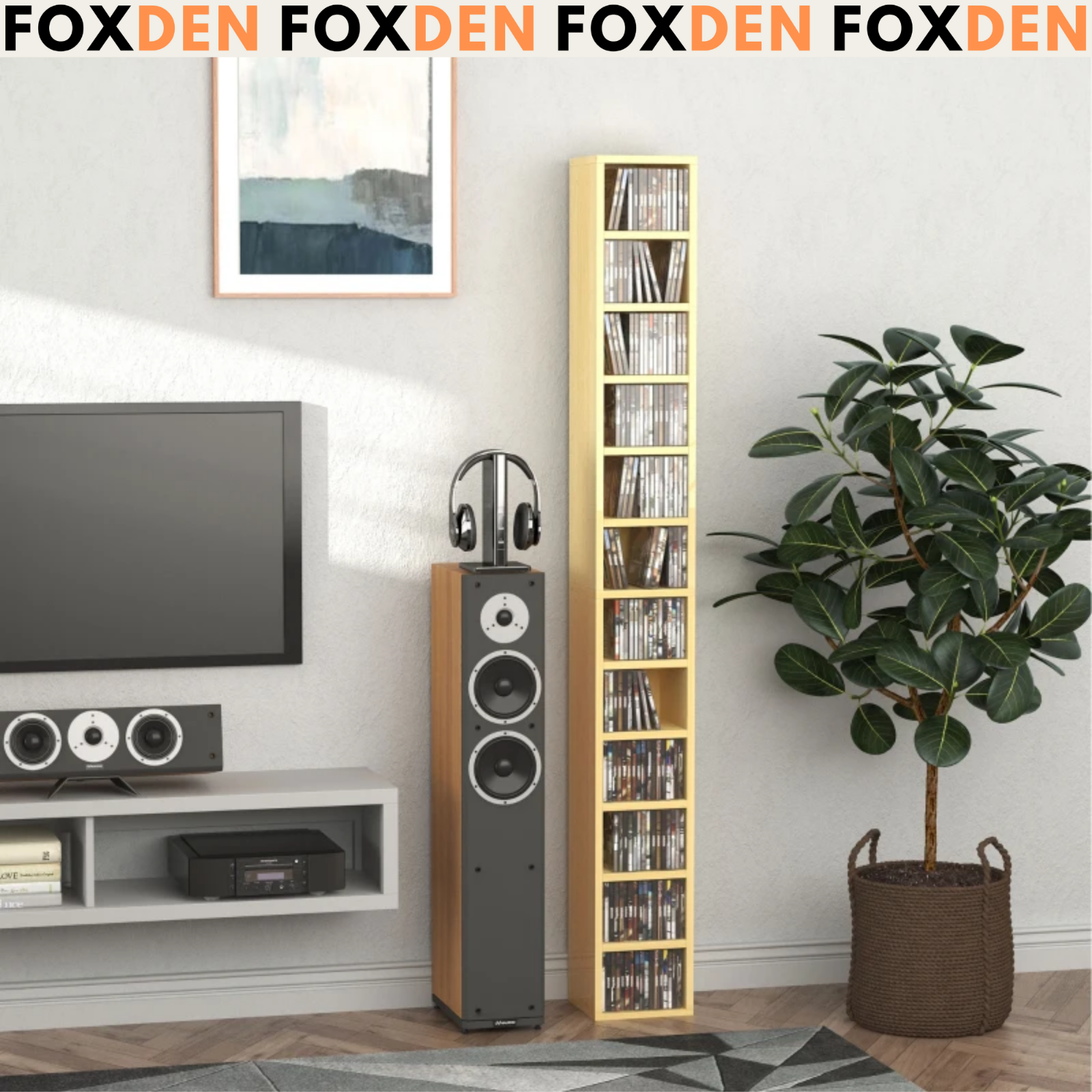 204 CD Storage Unit DVD Storage Tower for Living Room Media Shelving Home Office