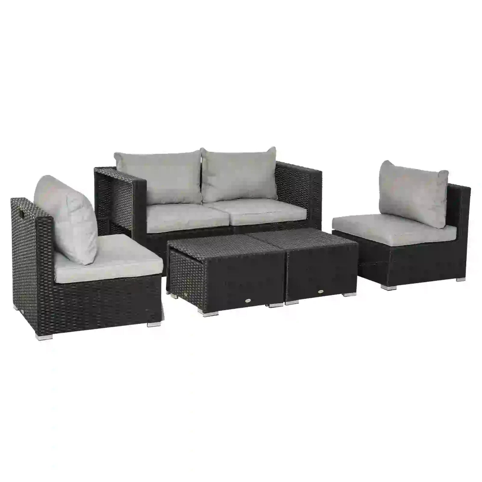Large Outdoor Patio Furniture Black Garden Wicker Rattan Sofa Chair & Table Set