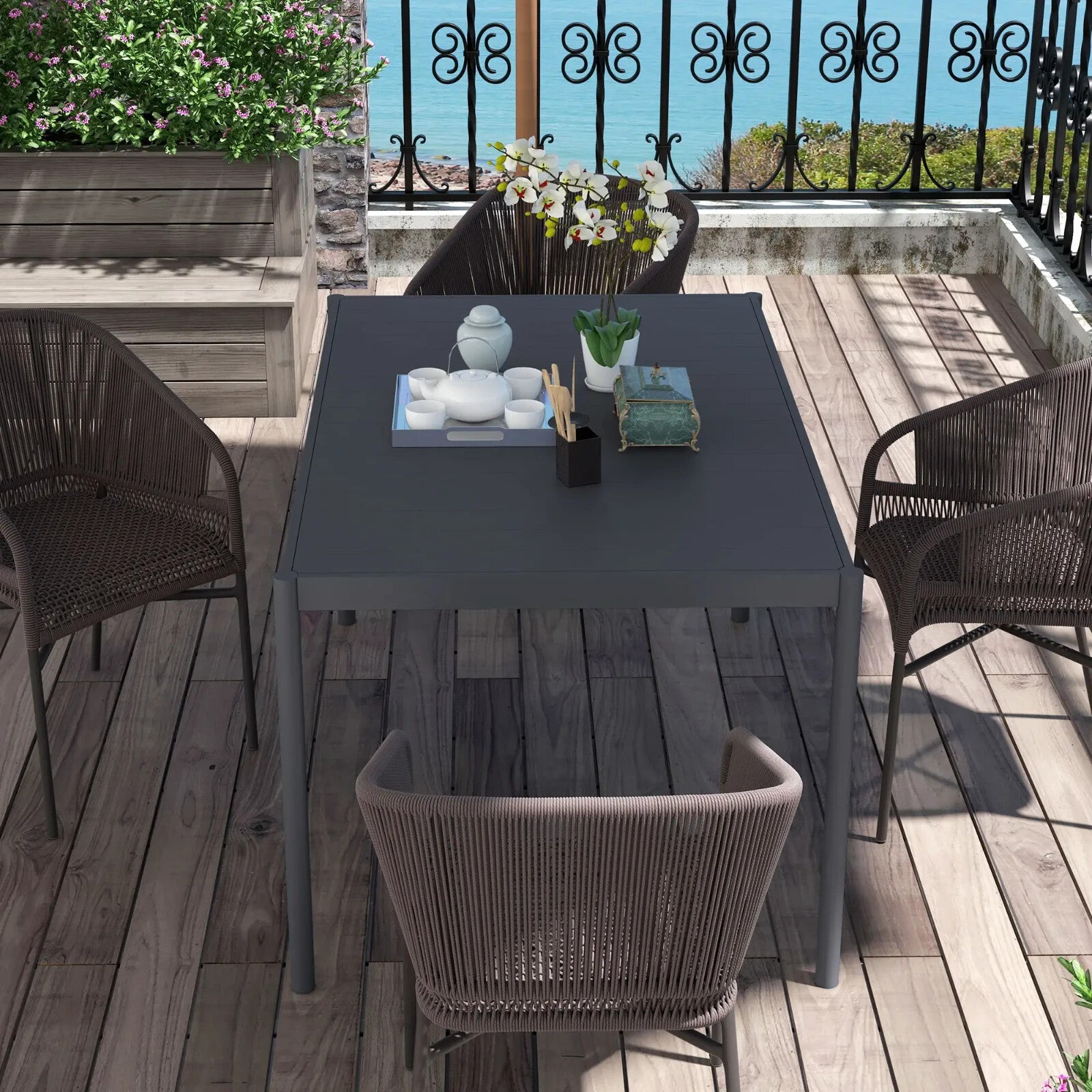 Aluminium Frame Garden Dining Table for Patio Decking or Outdoor Entertaining
