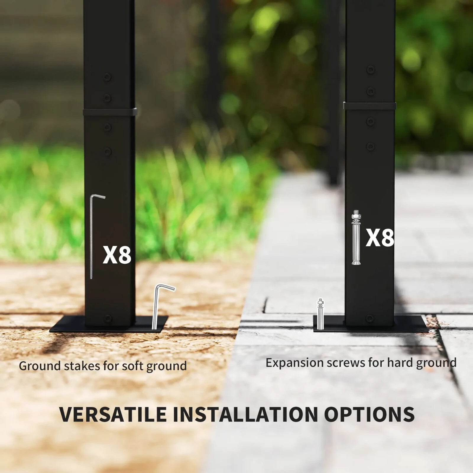 Metal Pergola 3 x 3 m Garden Gazebo Heavy Duty Frame Roof and Sidewall Sun Shade