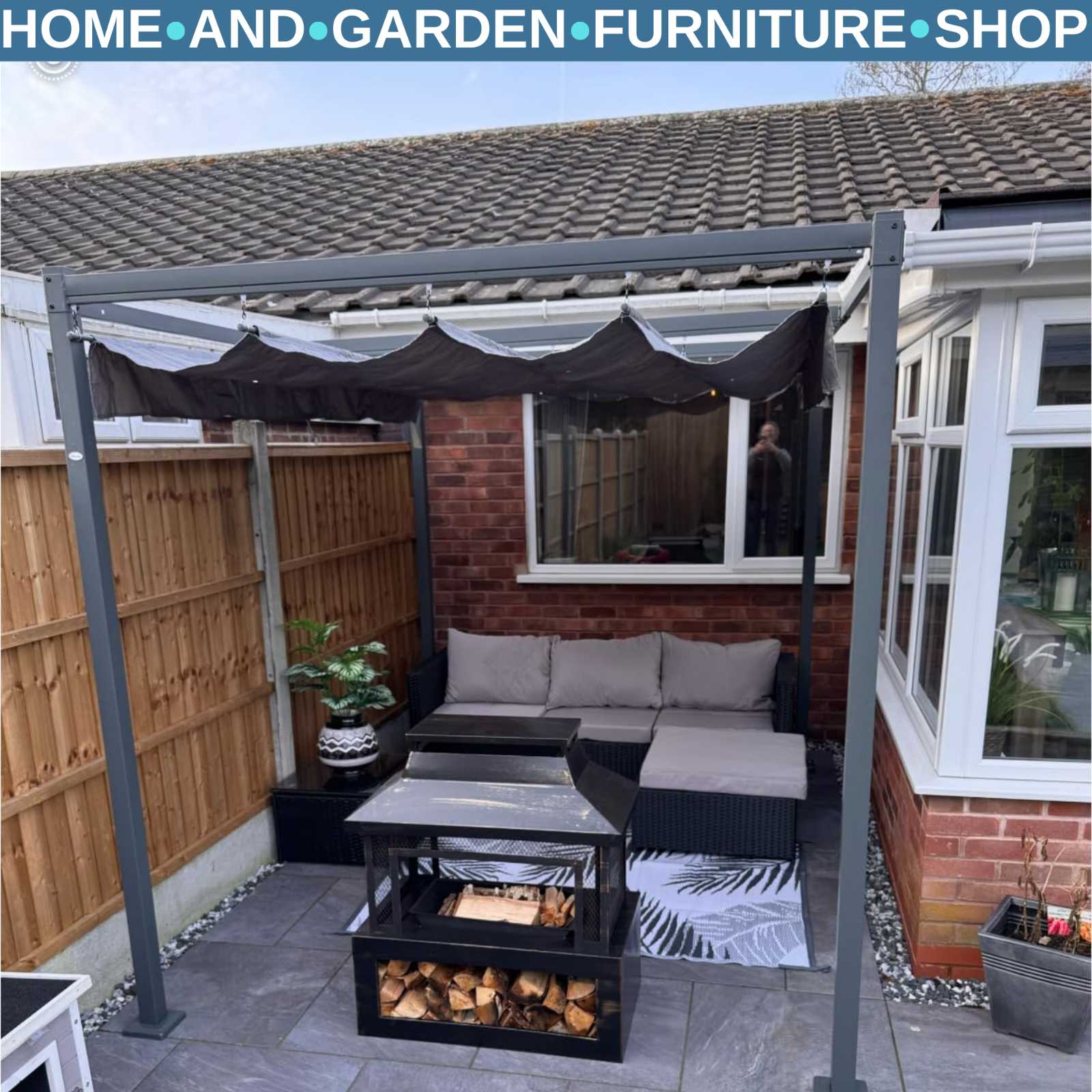 3 x 4m Aluminium Pergola Garden Gazebo with Retractable Roof Outdoor Canopy