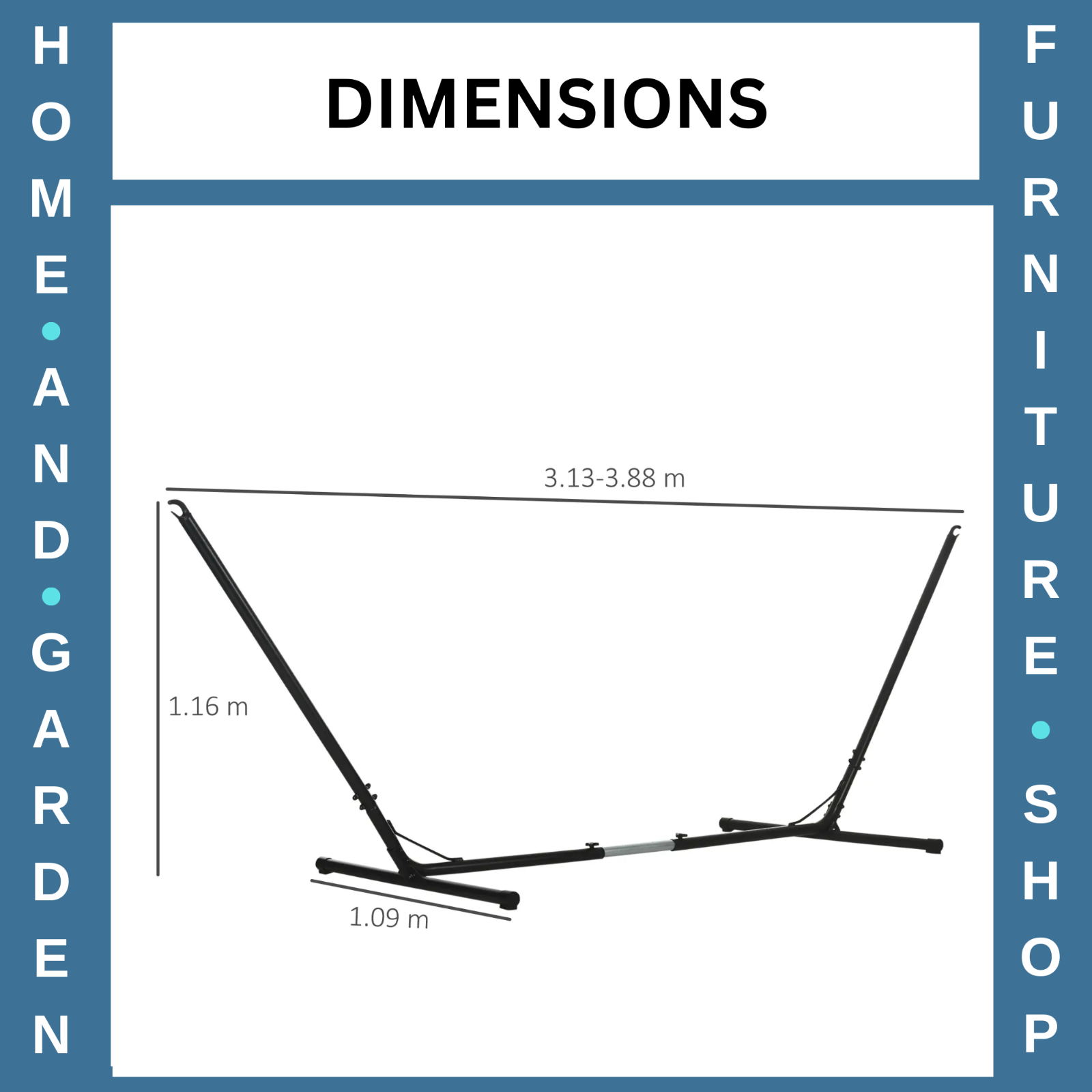 Hammock Stand Powder-Coated Extra Long Adjustable Metal Frame Heavy-Duty Black