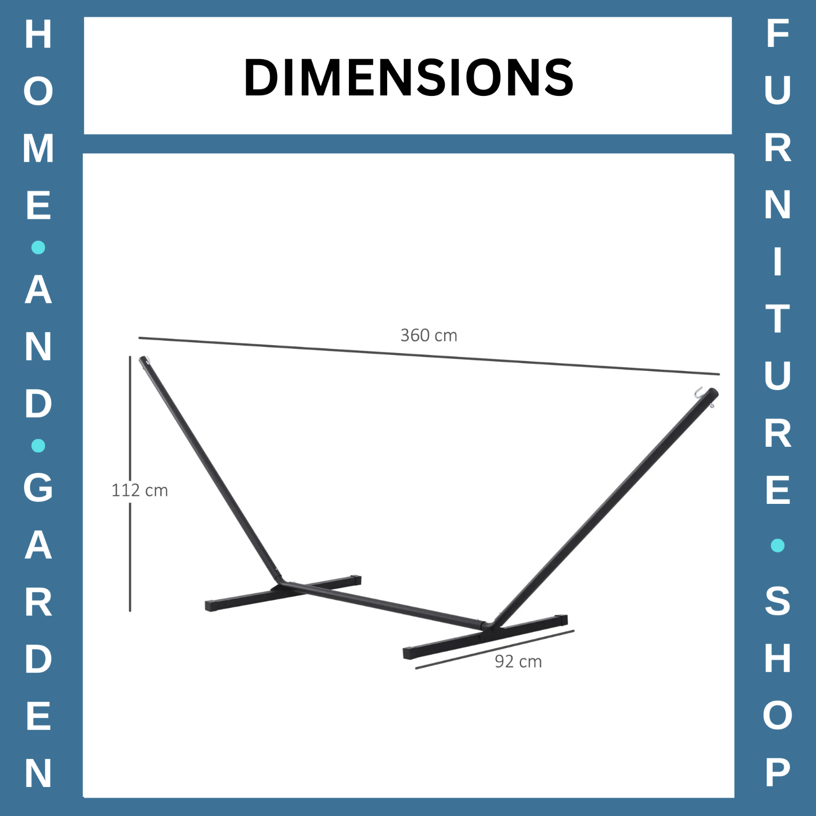 Hammock Stand Powder-Coated Extra Long Metal Frame Heavy-Duty Black