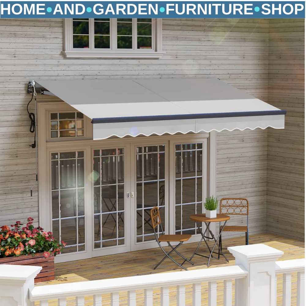 Electric Motorised Retractable Garden Awning 3.5 x 3 m UV Sun Shade Canopy Grey