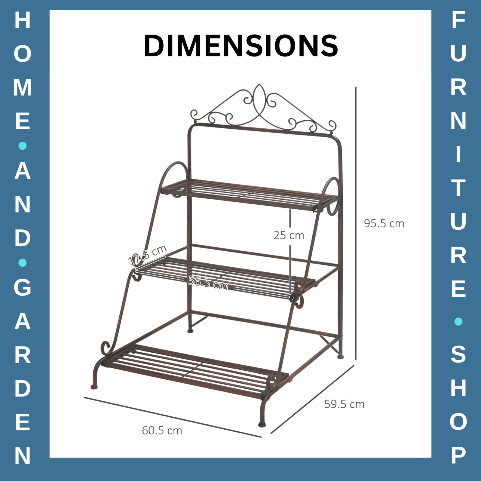 3 Tier Metal Plant Stand Flower Pot Holder Display Shelf For Indoor Outdoor