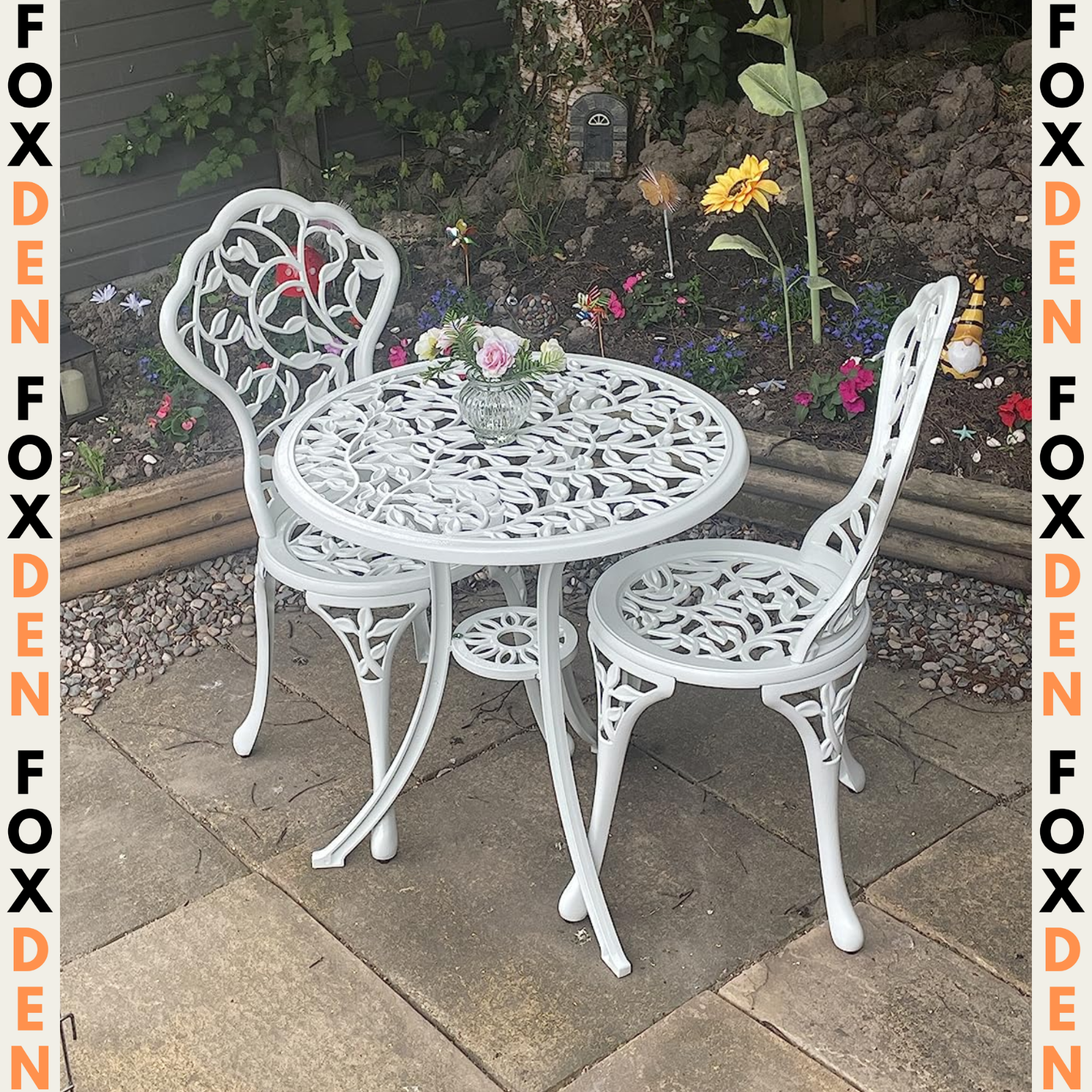 Vintage Garden Bistro Set Cast Aluminium Furniture Outdoor Patio 2 Chairs Table