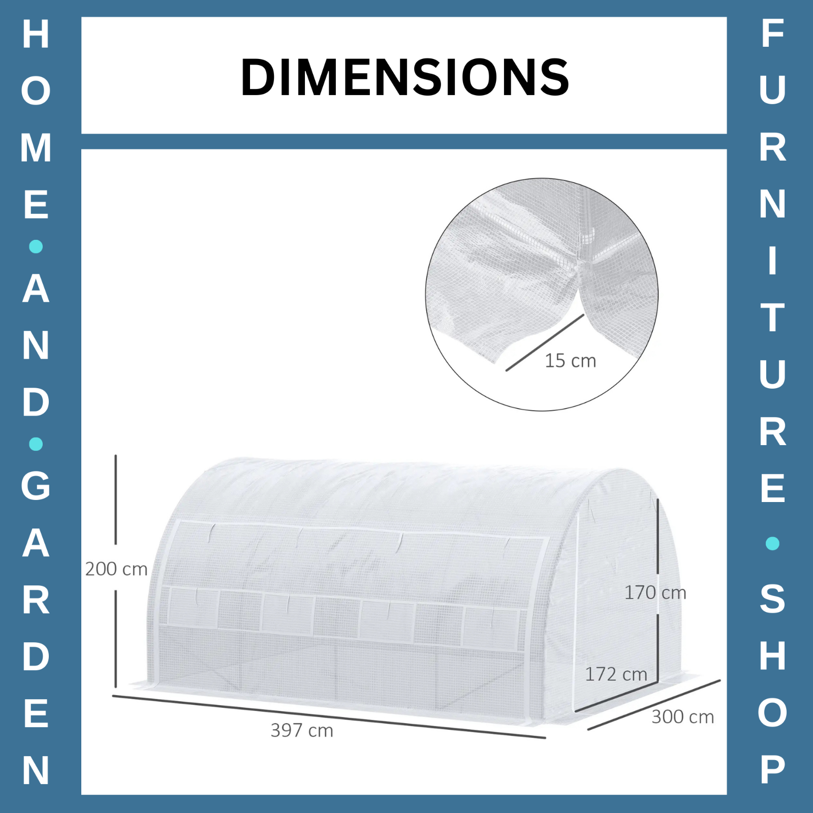 4x3x2m Walk-In Polytunnel Greenhouse Tent with Steel Frame Zipped Door & Windows