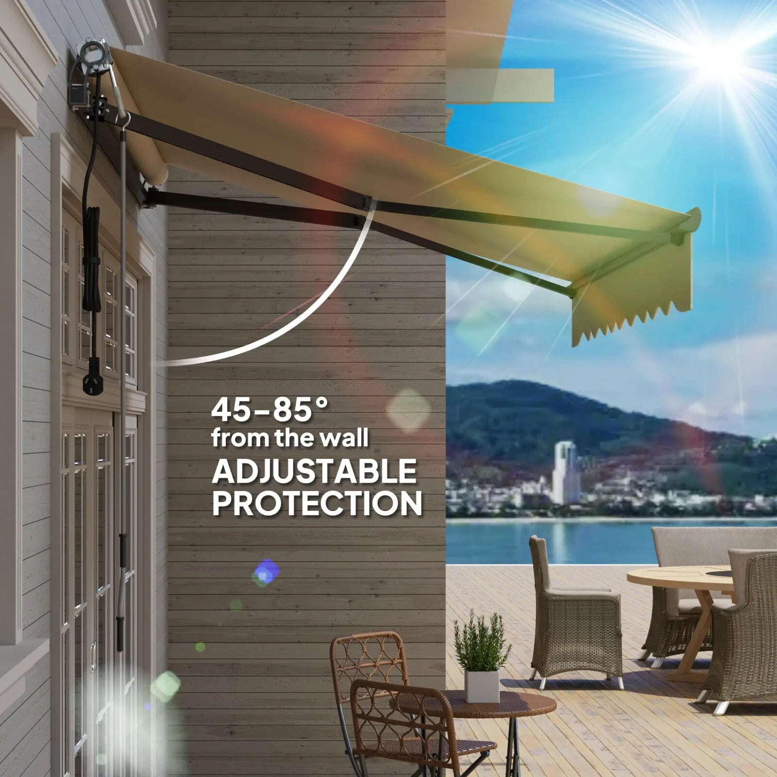 Electric Retractable Garden Awning 2.5x2 m UV Sun Shade Patio Canopy with Remote