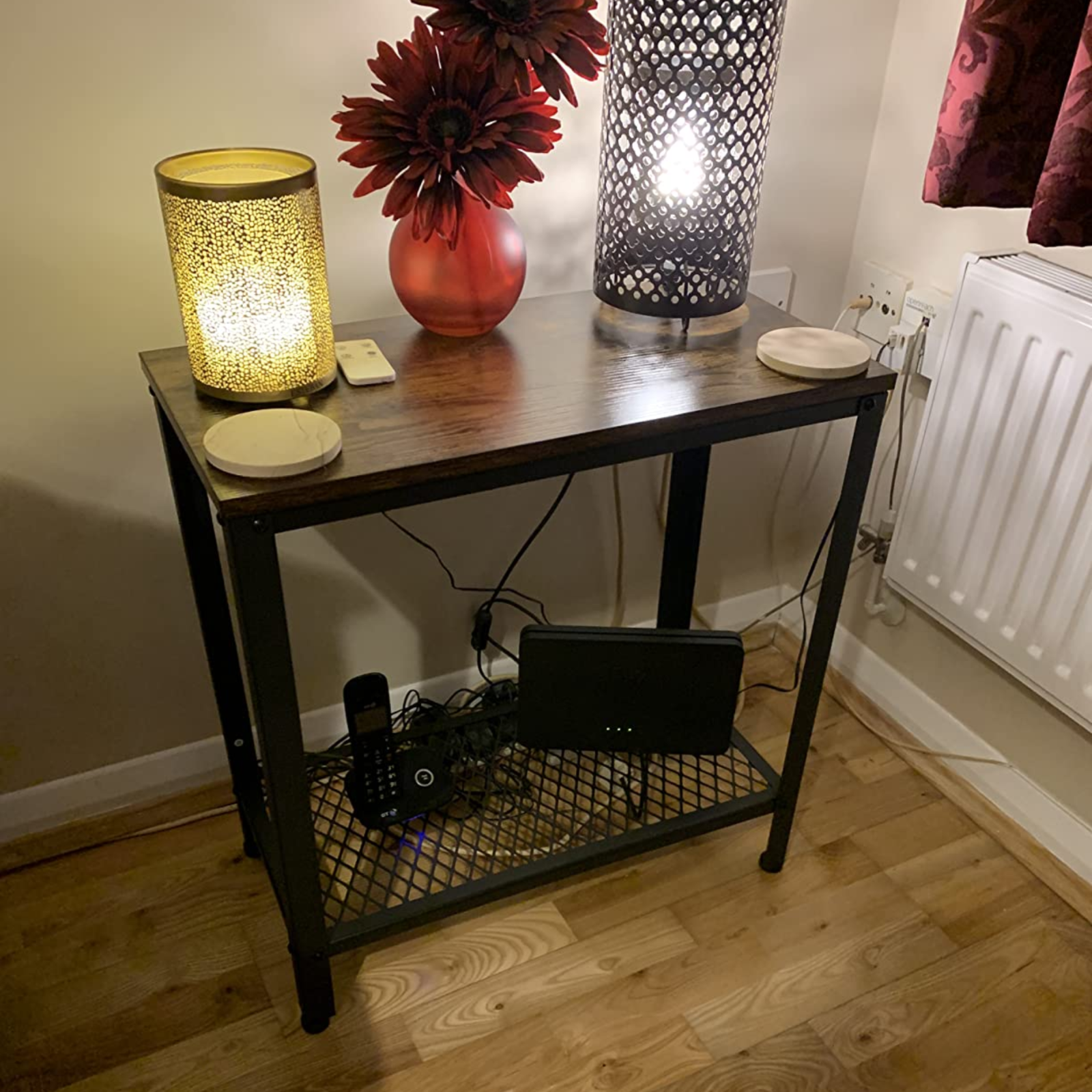 Vintage Side Table Modern Sofa Coffee Table Stand Living Room Rustic Wood Finish