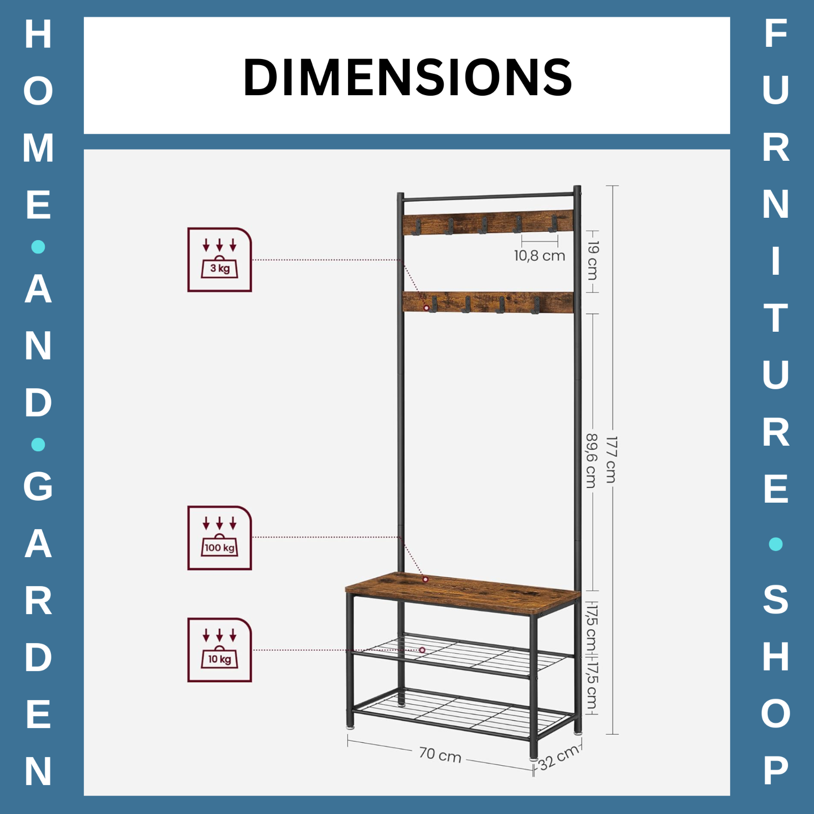 Small Coat Rack Hat and Coat Stand Hall Tree Hallway Shoe Rack Storage Organiser