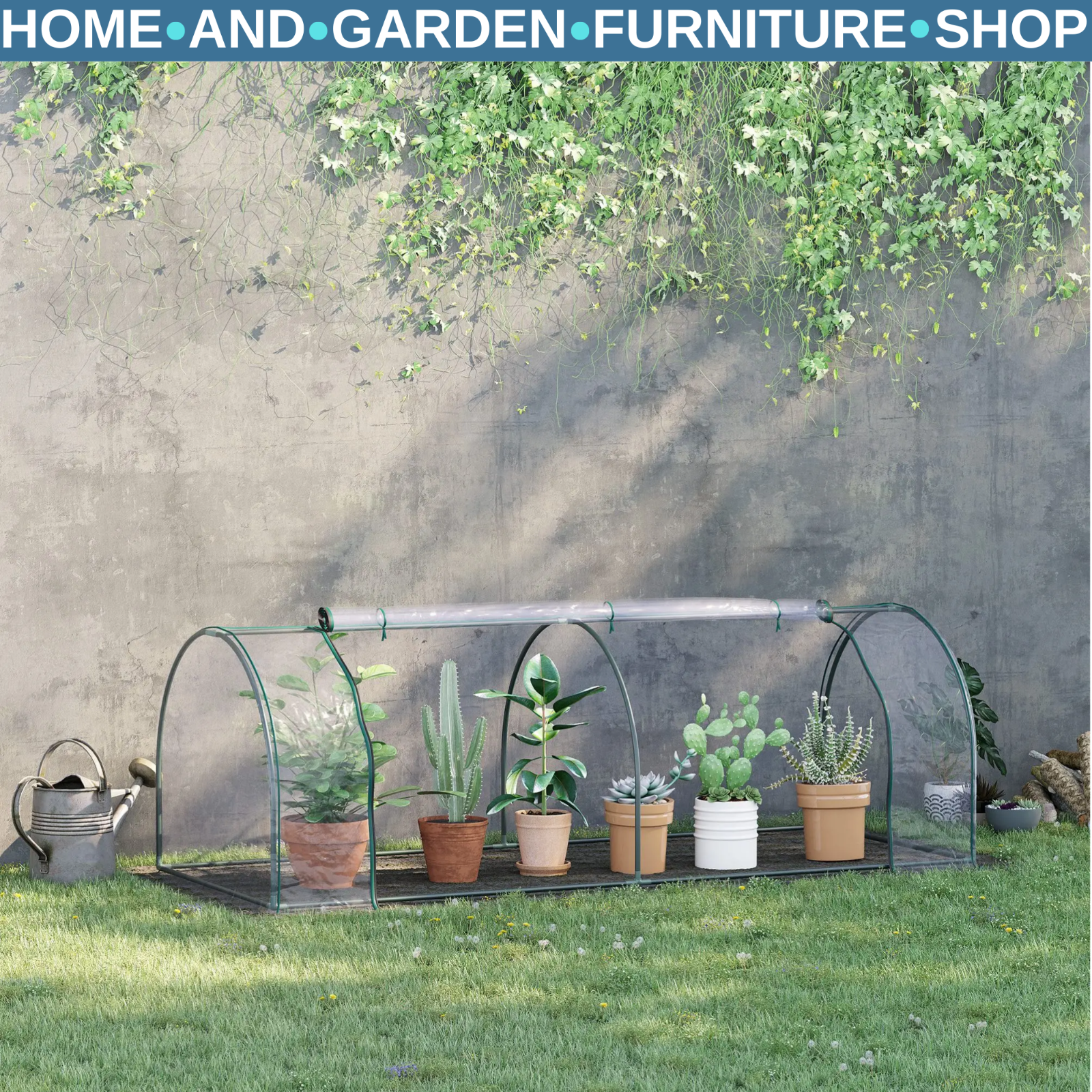 Mini Polytunnel Greenhouse Portable Water Resistant w/ Zipped Doors Transparent