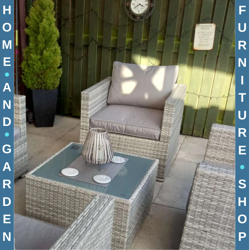 Wicker Garden Coffee Table w/ Glass Top Outdoor Patio Furniture for Yard or Deck