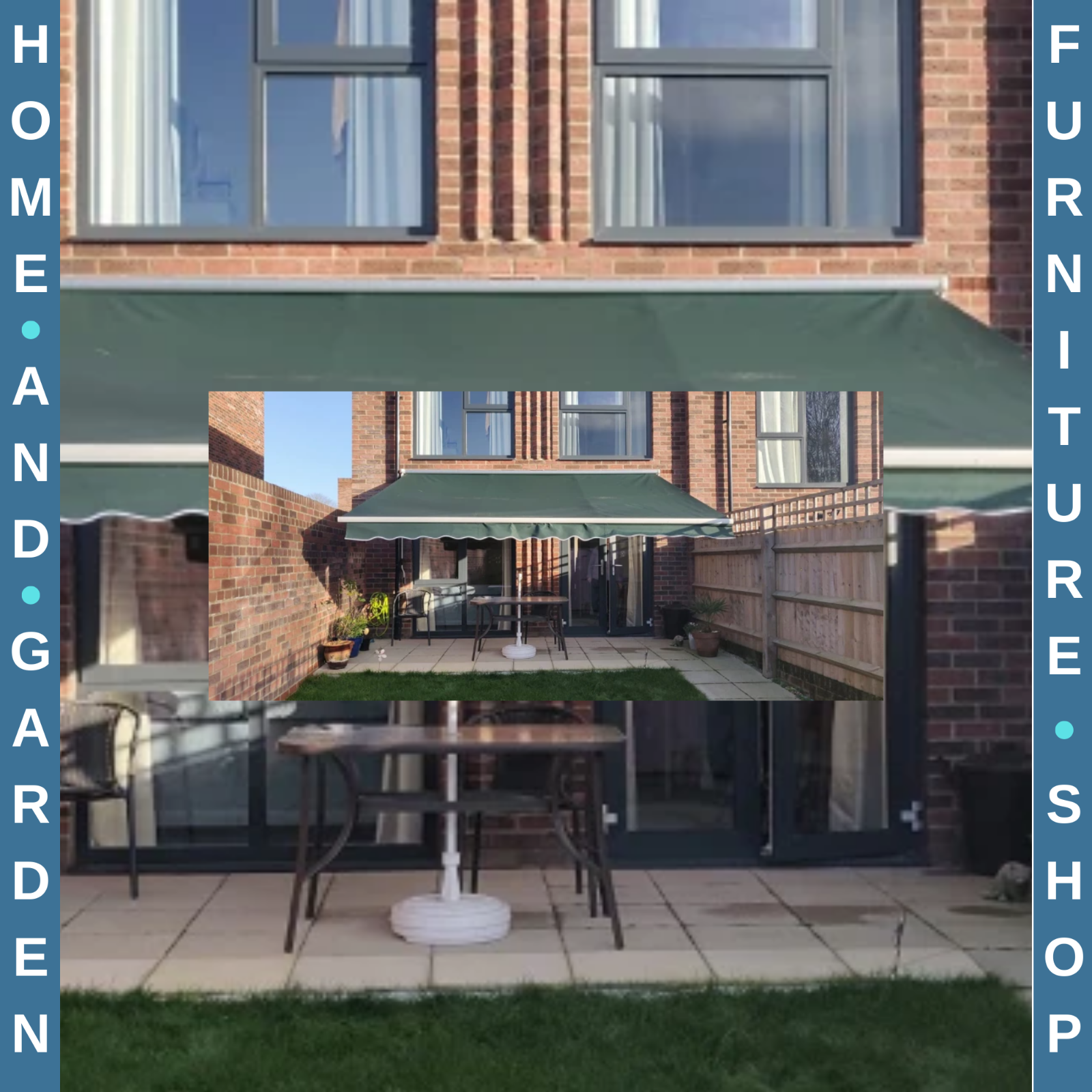 4m x 3m Manual Garden Awning Retractable Canopy Outdoor Patio Sun Shade Cover