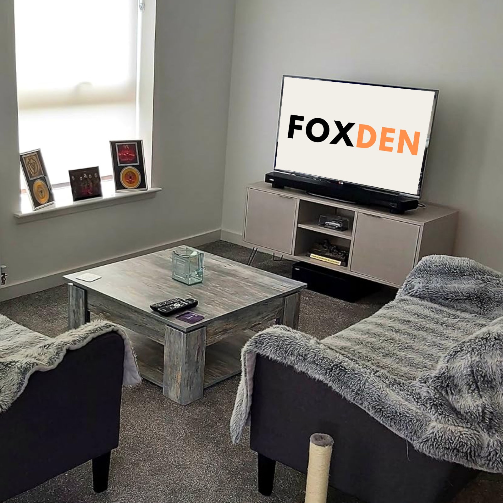 Grey Square Coffee Table with Shelf End Console Table Living Room Storage Table