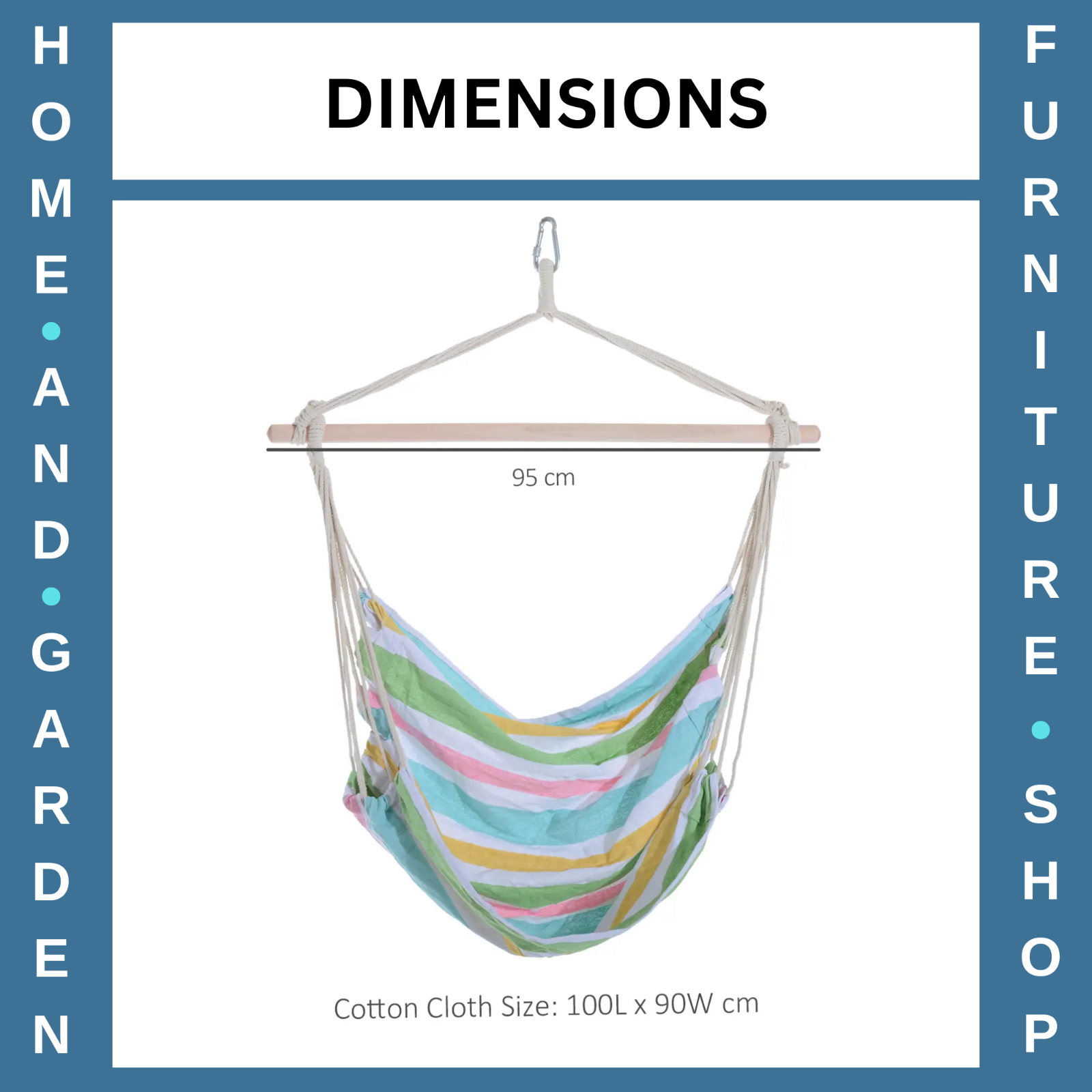 Hammock Hanging Chair Patio Portable Hardwood Frame with Durable Rope Green