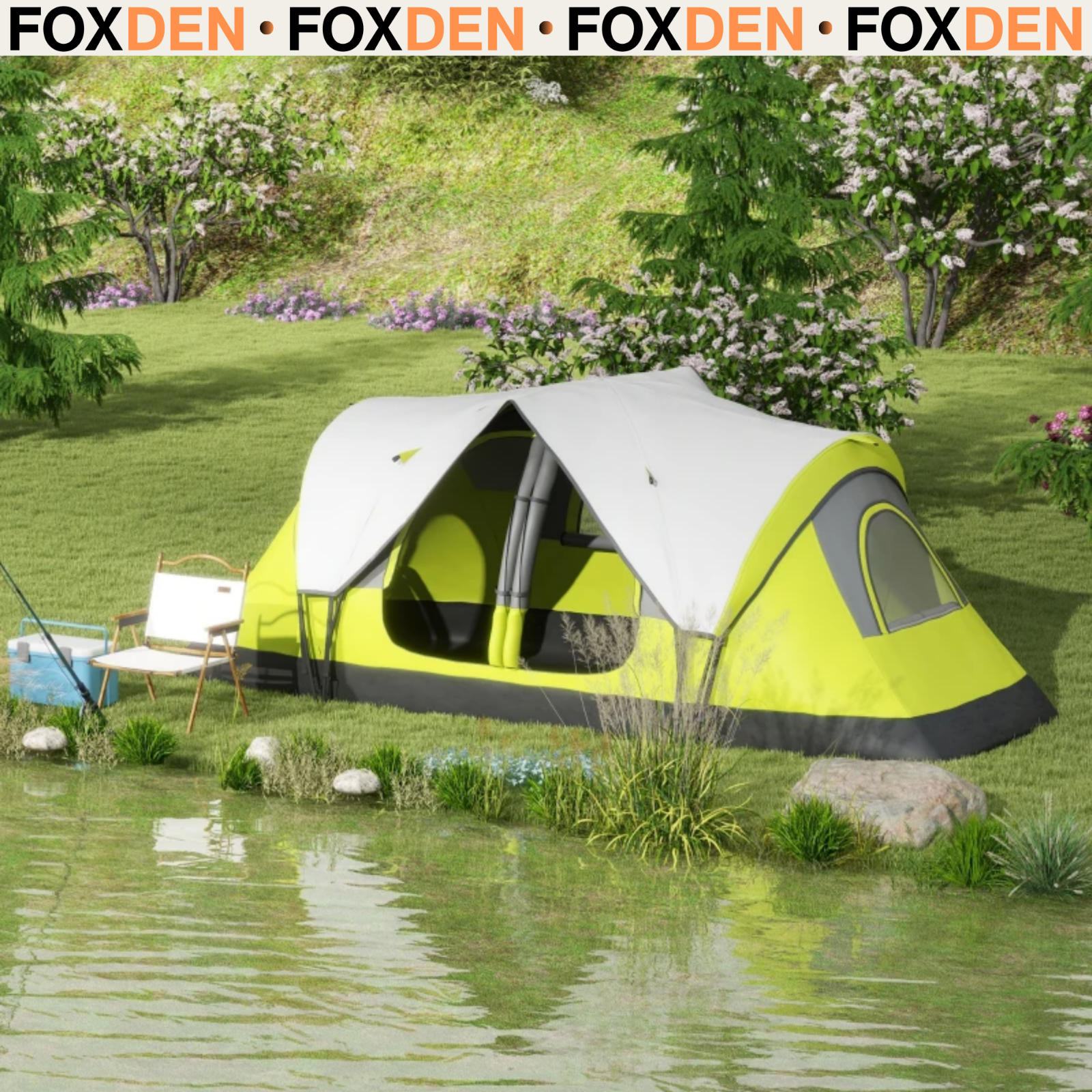 6 8 Man Camping Tent 2000mm Waterproof Multi Room Groundsheet Ventilation FOXDEN