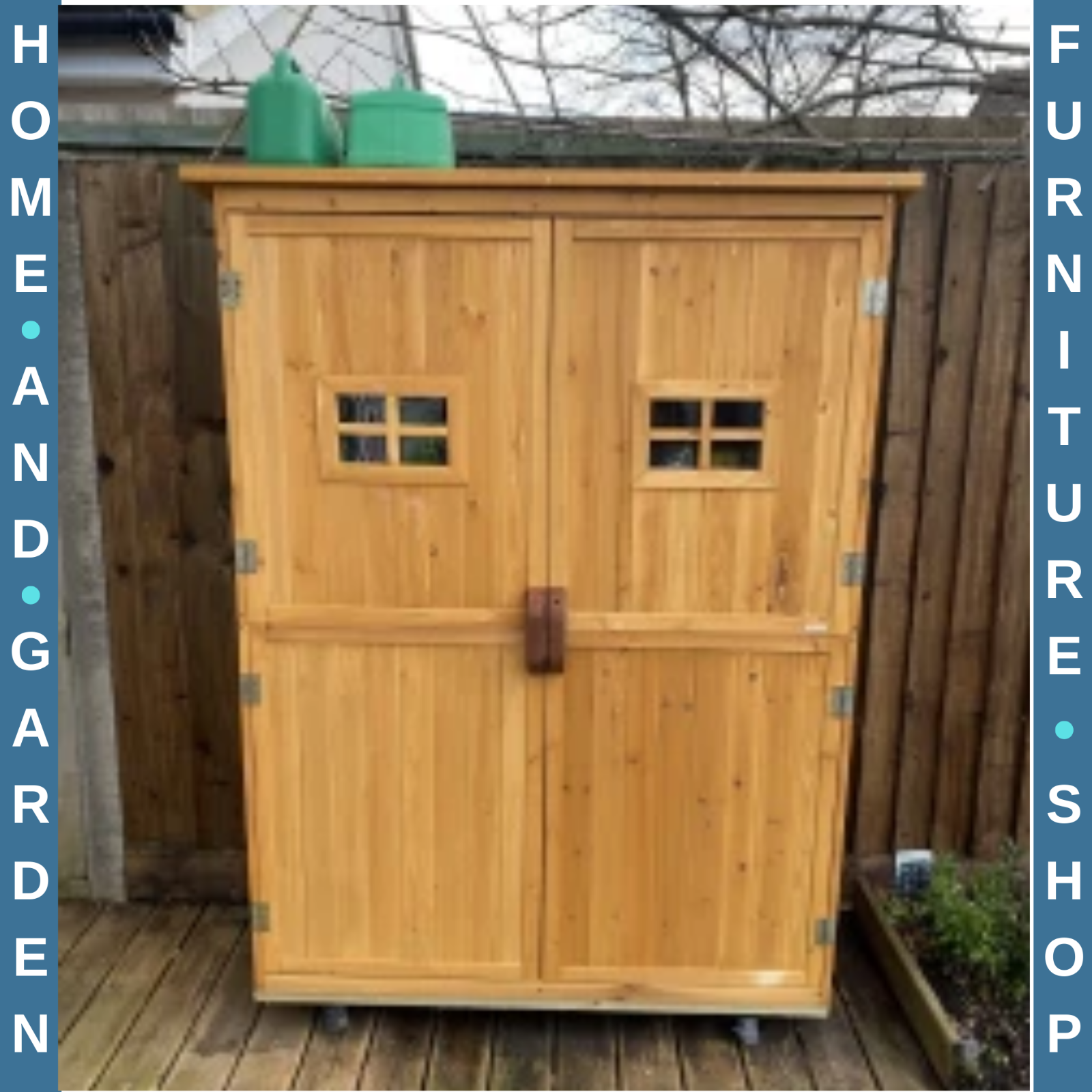Wooden Garden Storage Shed with Shelves and Double Doors, 164H x 127.5L x 50Wcm
