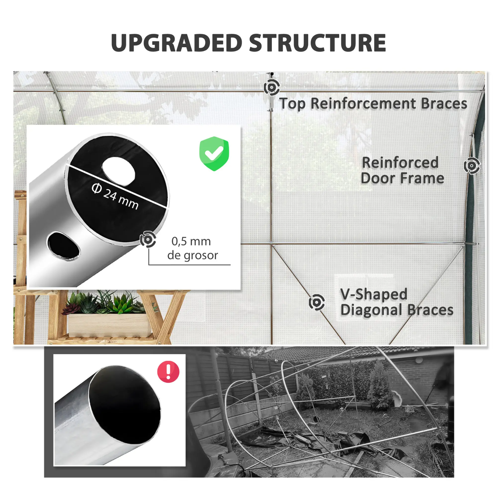 Walk in Tunnel Greenhouse Tent Steel Frame Garden Grow House Mesh Door & Windows