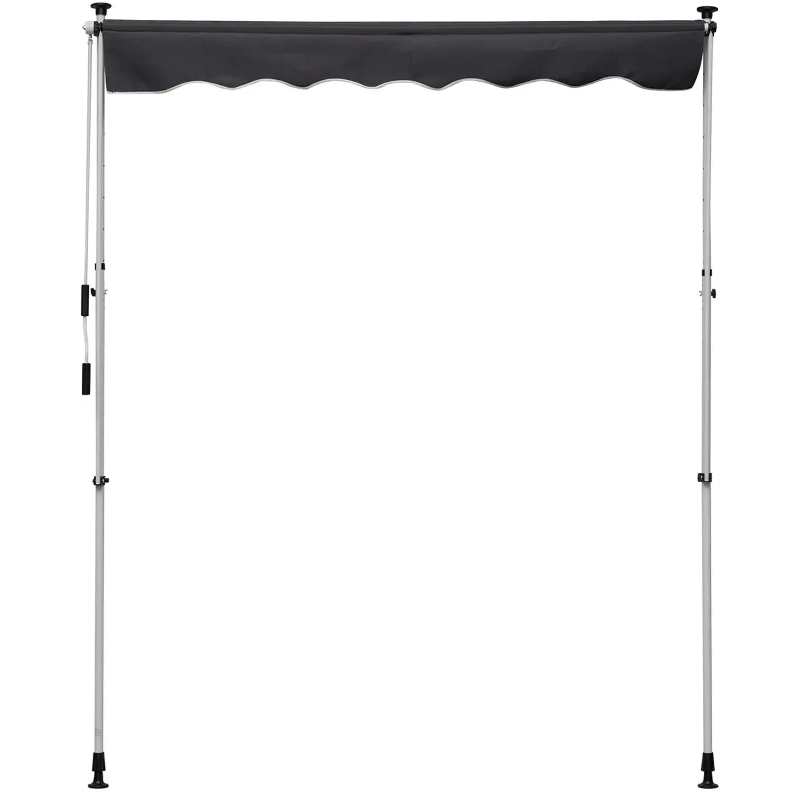 Manual Awning Retractable Shade Rectangular Aluminium Frame with Handle Grey